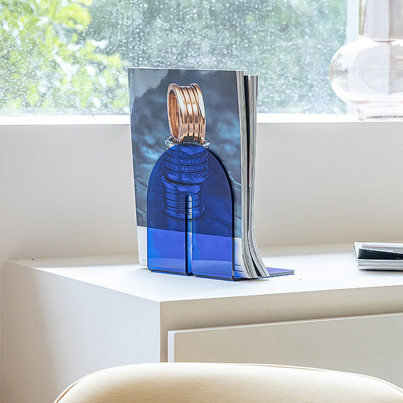 Acrylic Book End Thickened L Shape Bookend Stopper Desktop Book Organizer for view 6