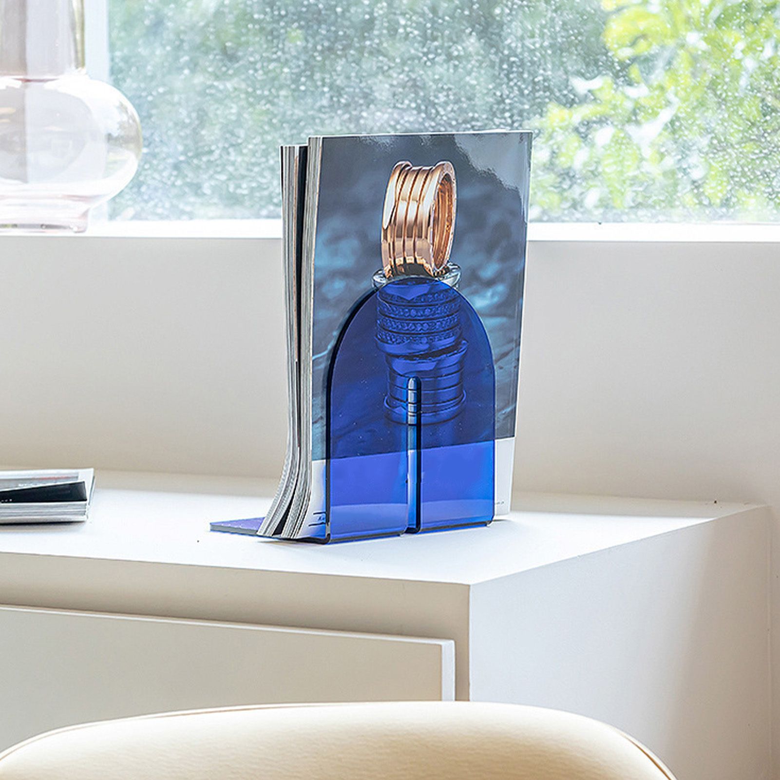 Acrylic Book End Thickened L Shape Bookend Stopper Desktop Book Organizer for view 8