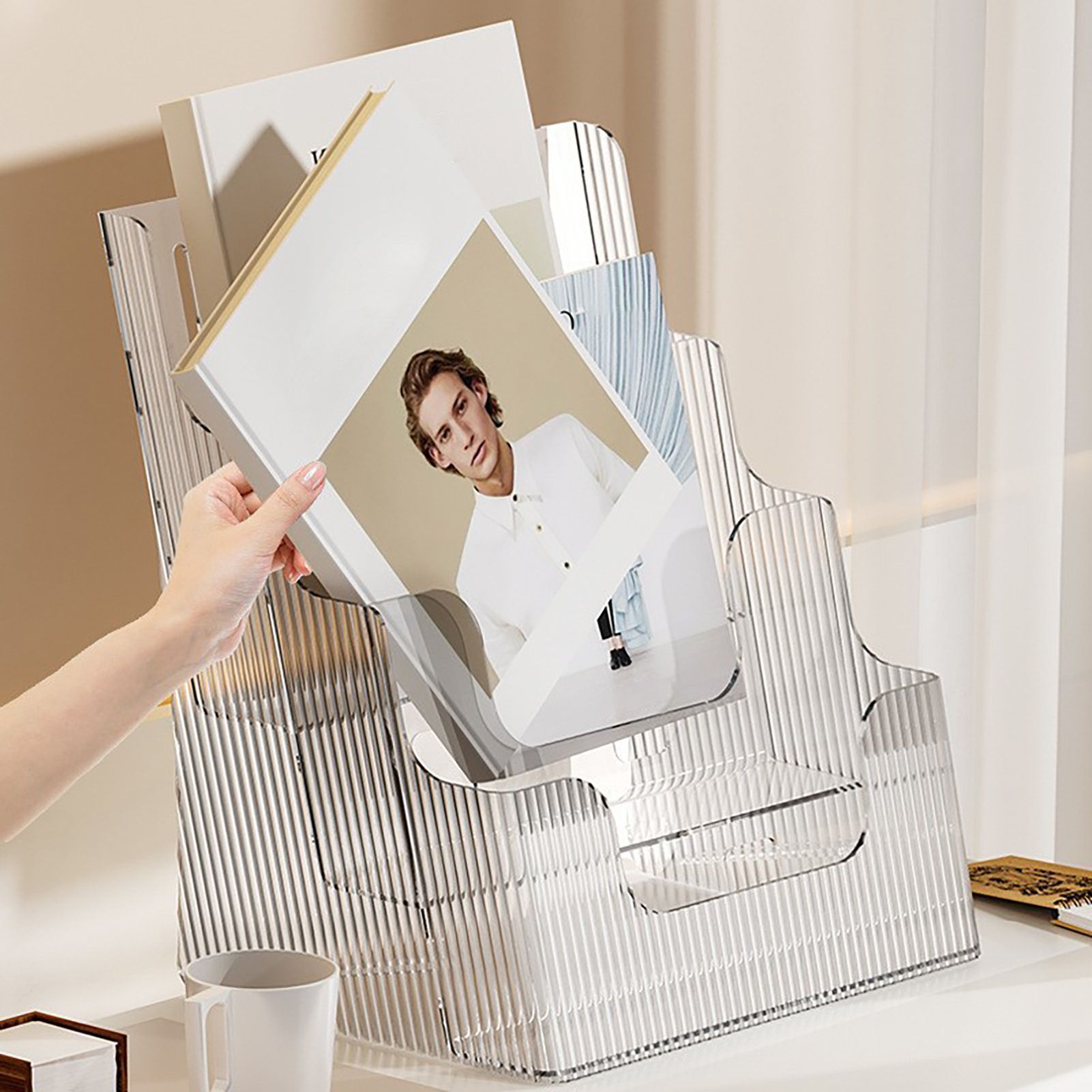 Multifunctional Book Organizer Desk File Organizer Multiple Layers File Folder view 10