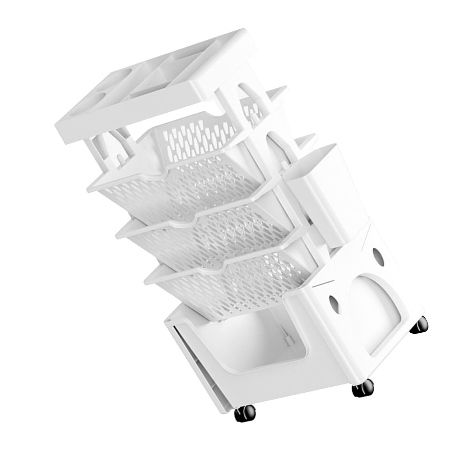 Rolling Mobile Bookshelf with Wheels 5 Tiers Large Capacity Strong Load view 3