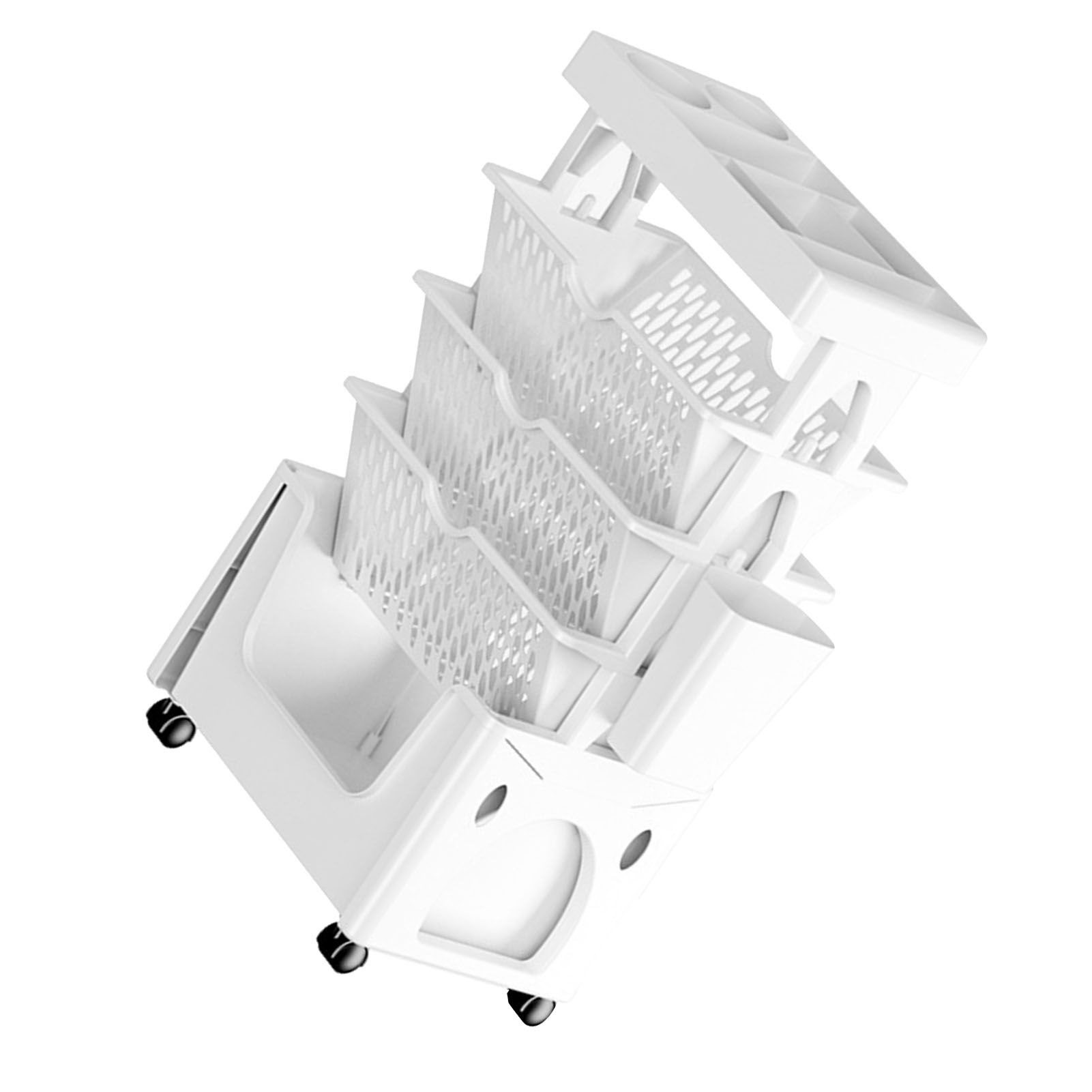 Rolling Mobile Bookshelf with Wheels 5 Tiers Large Capacity Strong Load view 4