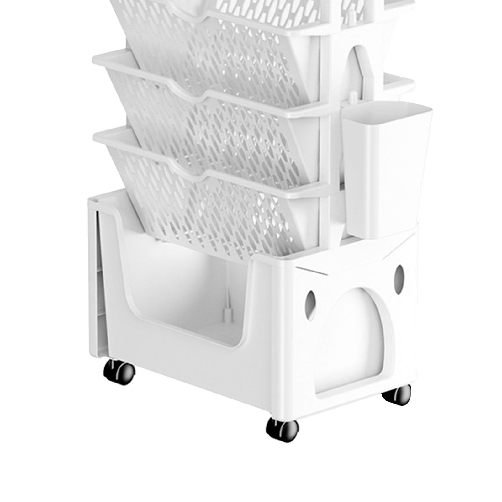 Rolling Mobile Bookshelf with Wheels 5 Tiers Large Capacity Strong Load view 8
