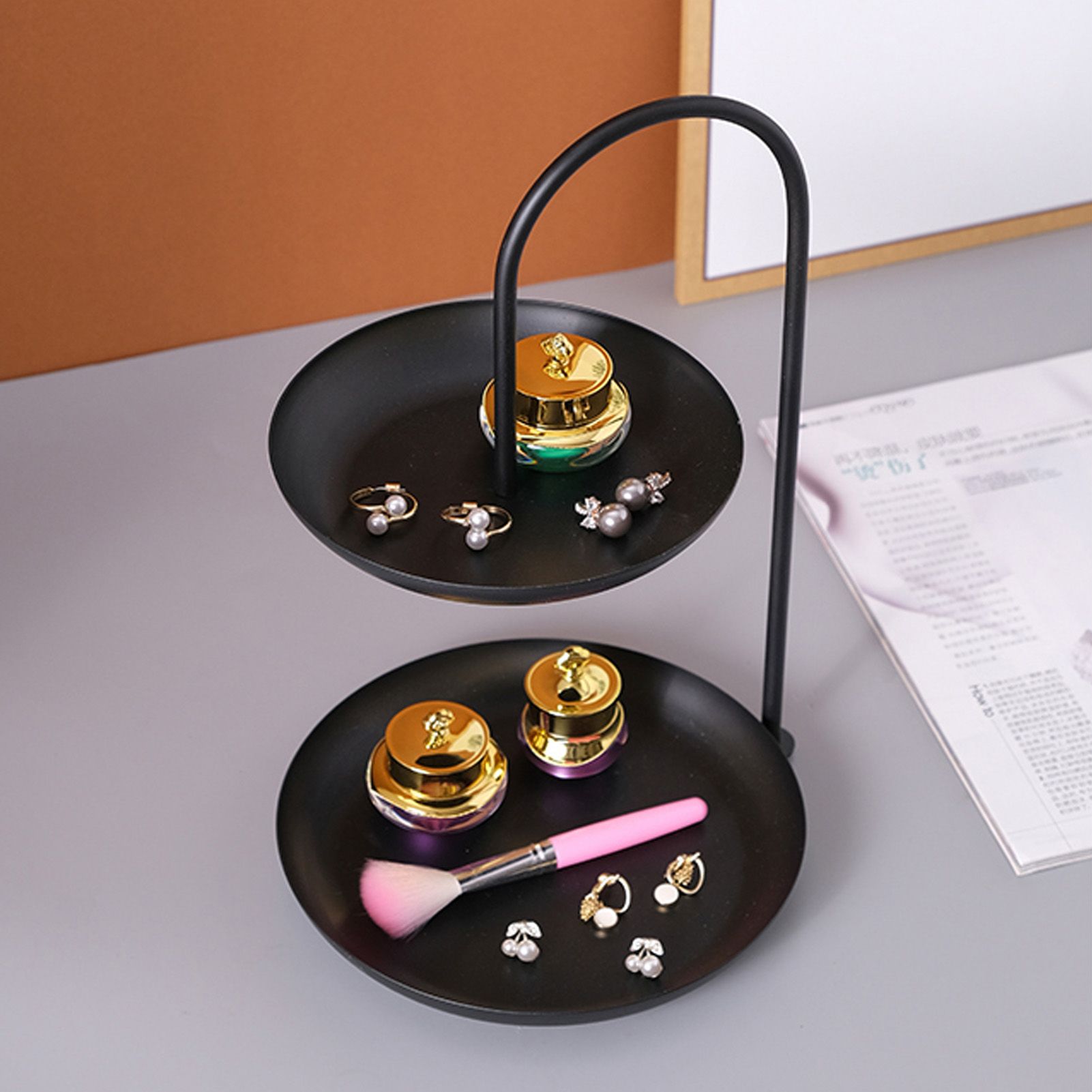 Dessert Rack Fruit Stand Round 2 Tier Iron Display Holder for Party Wedding view 11