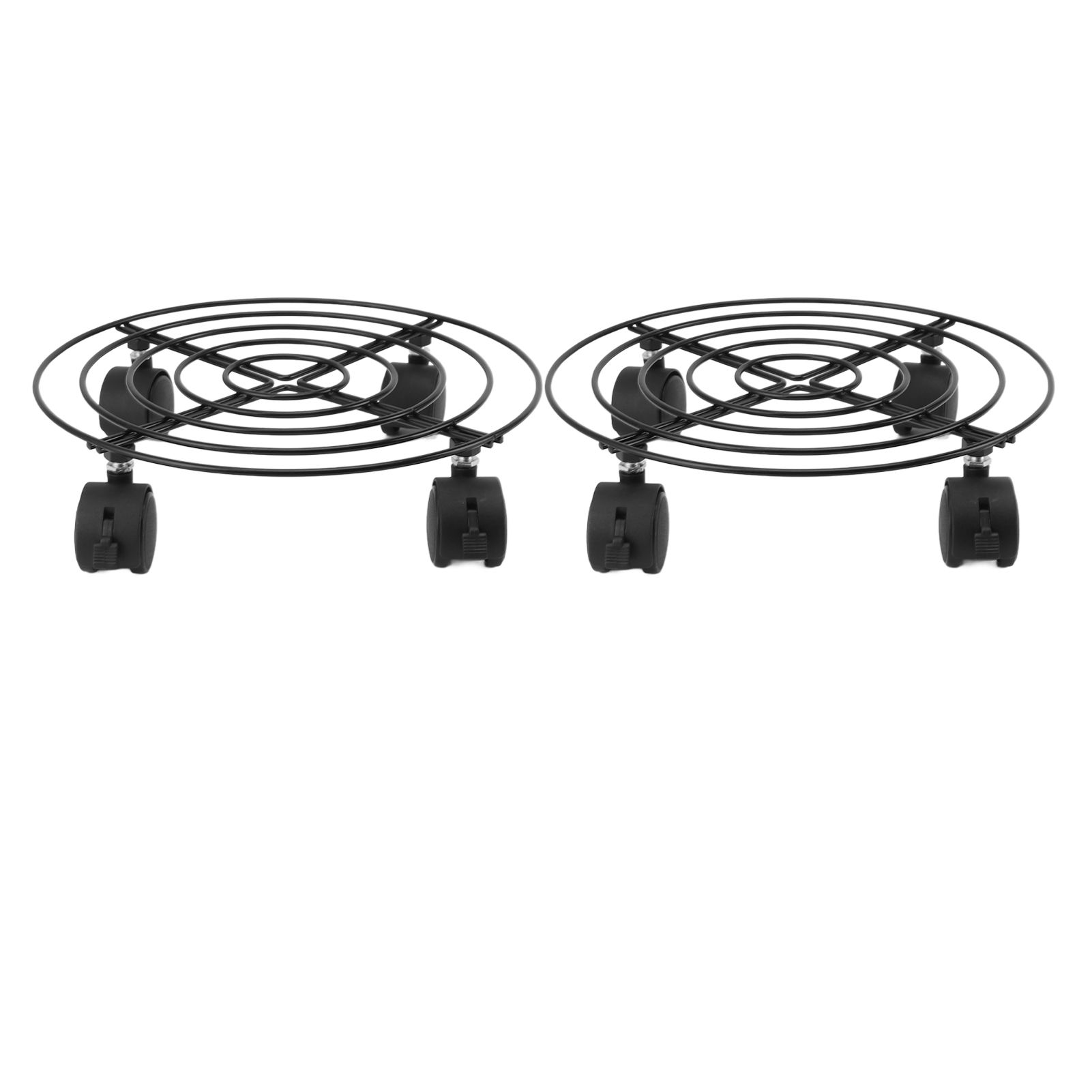 2 PCS Outdoor Plant Dolly with Lockable Wheels Iron and PVC High Load Bearing