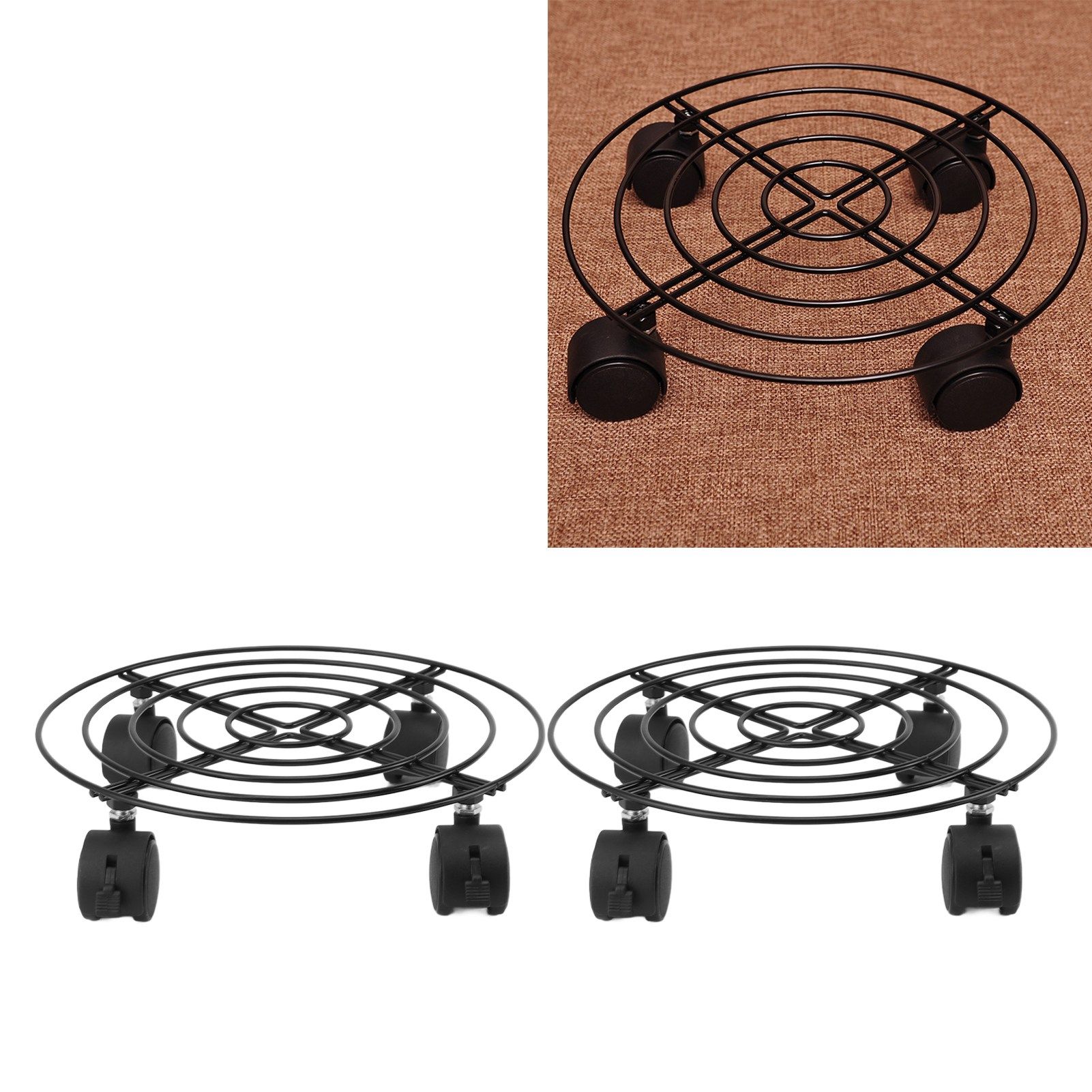 2 PCS Outdoor Plant Dolly with Lockable Wheels Iron and PVC High Load Bearing view 11