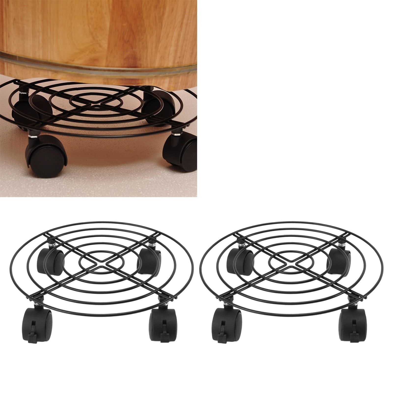 2 PCS Outdoor Plant Dolly with Lockable Wheels Iron and PVC High Load Bearing view 12