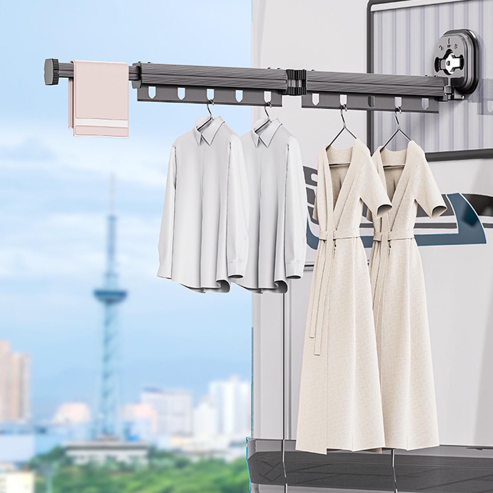 Wall Mounted Clothes Drying Rack Space Saving Laundry Clothes Rack Retractable view 11