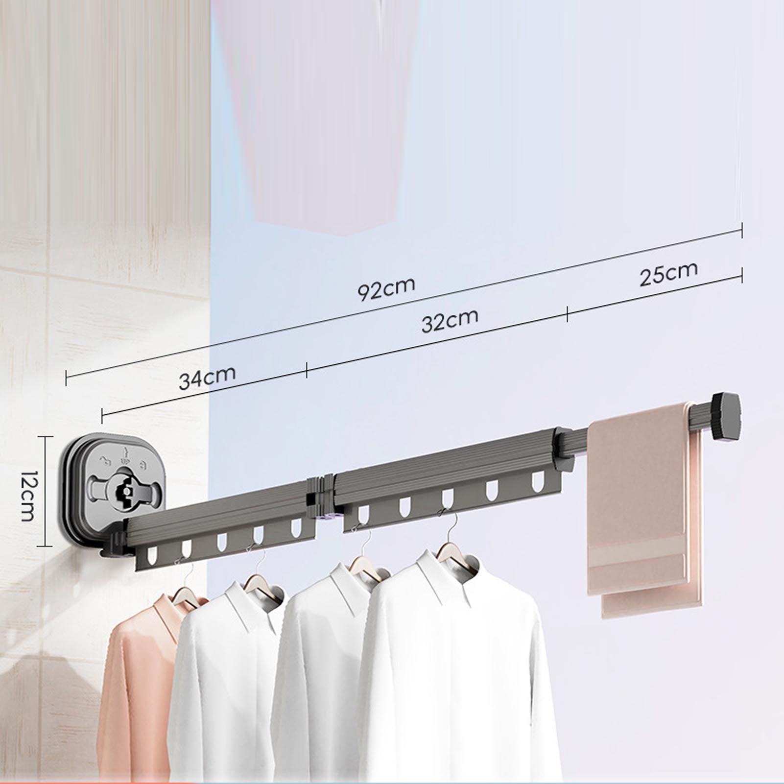 Wall Mounted Clothes Drying Rack Space Saving Laundry Clothes Rack Retractable view 13