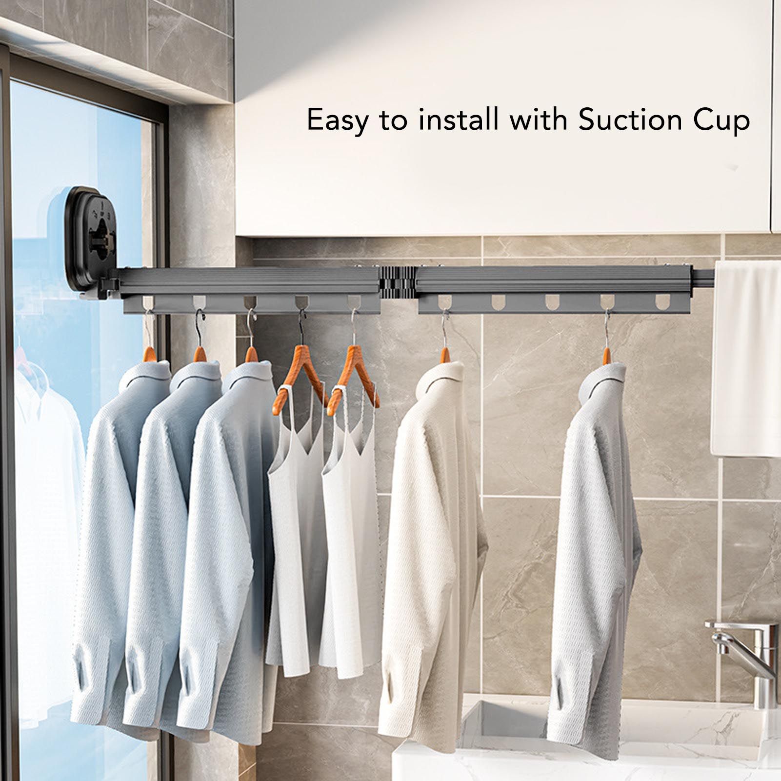 Wall Mounted Clothes Drying Rack Space Saving Laundry Clothes Rack Retractable view 15