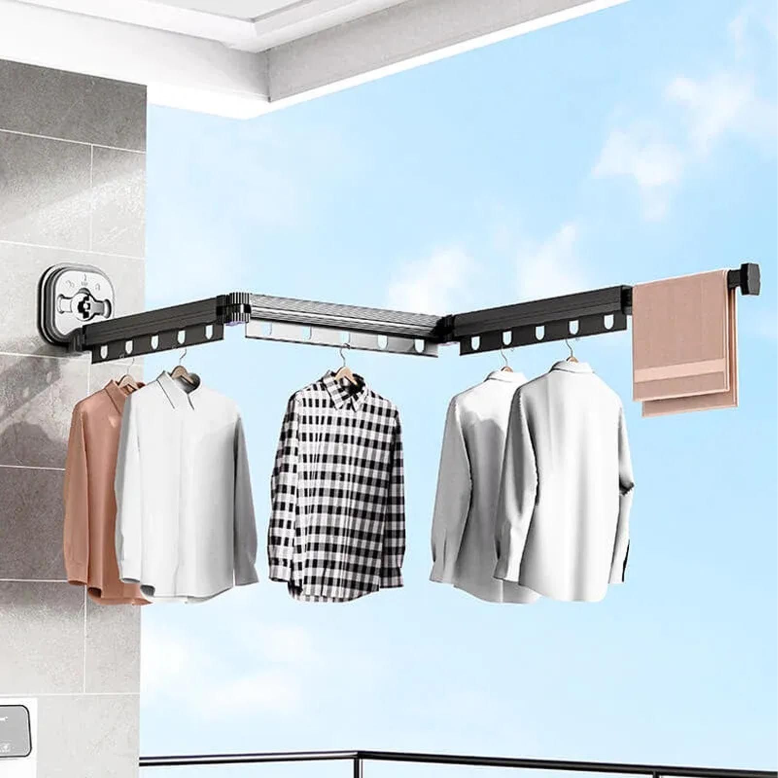 Wall Mounted Clothes Drying Rack Space Saving Laundry Clothes Rack Retractable view 11