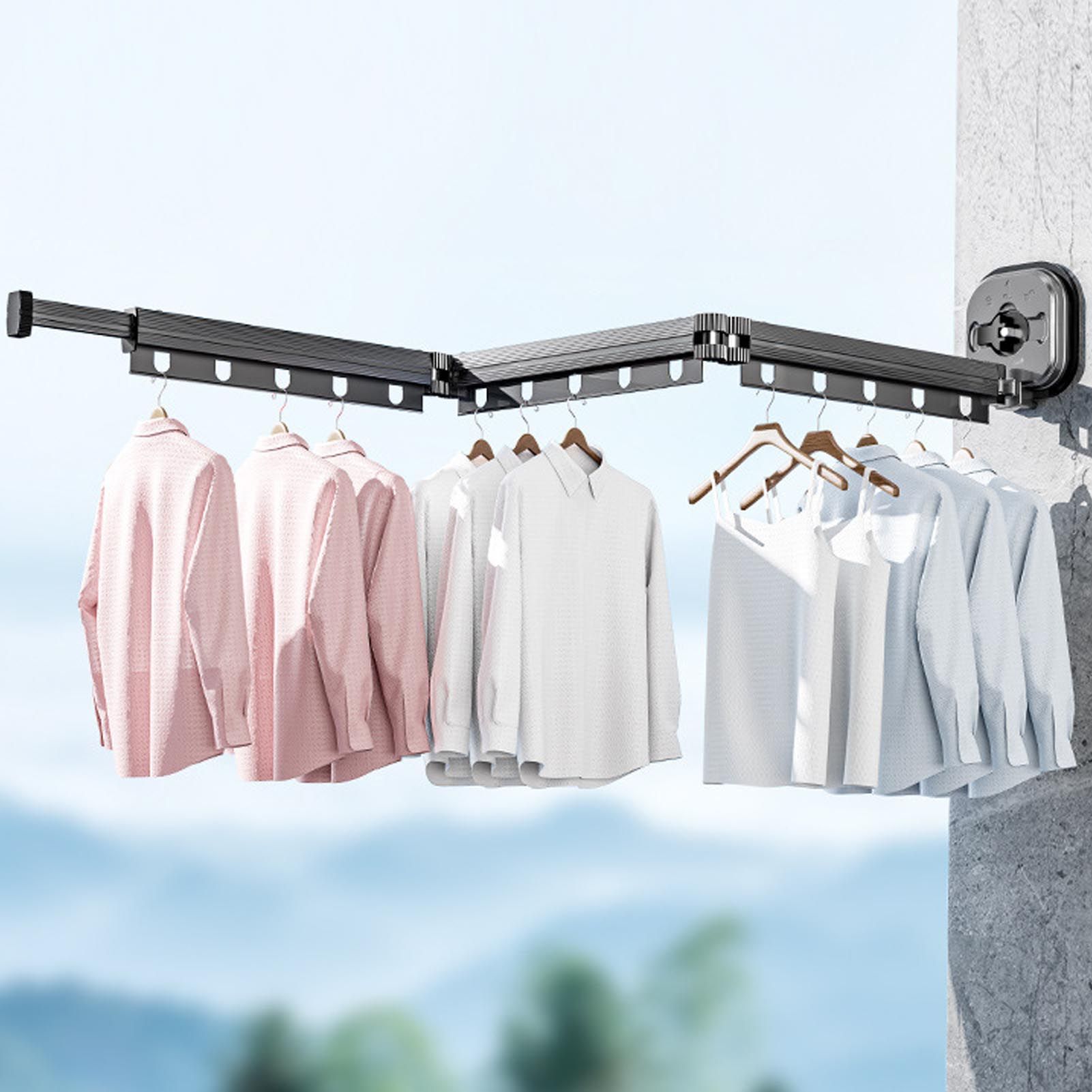 Wall Mounted Clothes Drying Rack Space Saving Laundry Clothes Rack Retractable view 12
