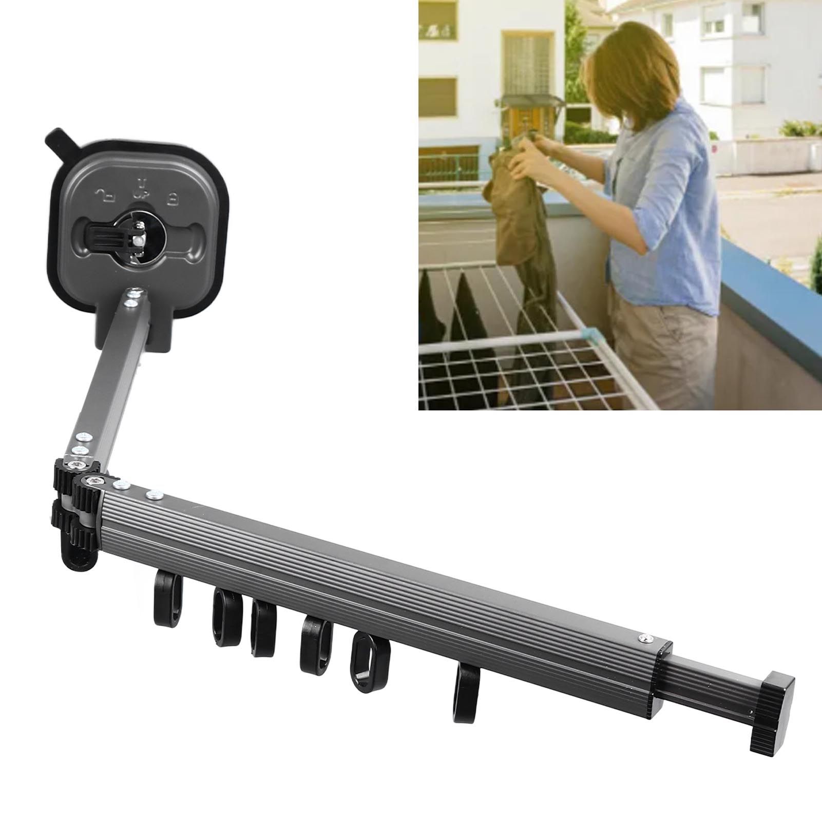 Retractable Clothes Drying Rack Wall Mount Drill Free Bifold Windproof Space view 12