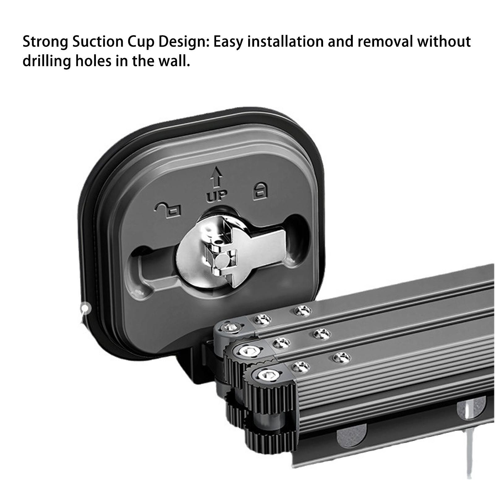 Retractable Clothes Drying Rack Wall Mount Drill Free Bifold Windproof Space view 15