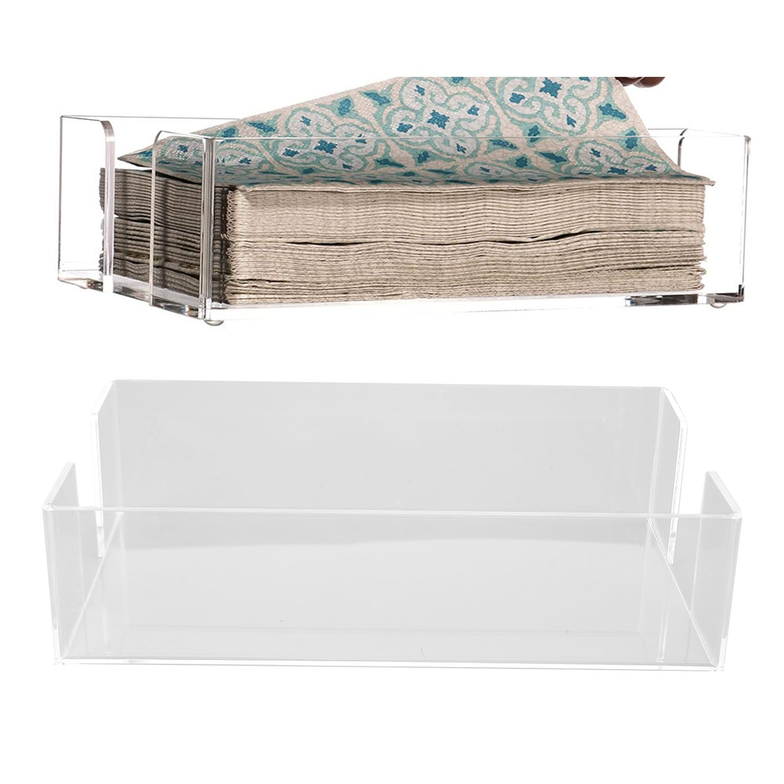 Napkin Tray Storage Holder Transparent Acrylic Modern 9.5x5.5x2.5in Large view 11