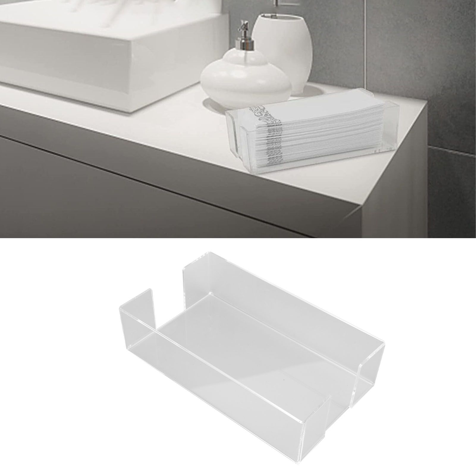 Napkin Tray Storage Holder Transparent Acrylic Modern 9.5x5.5x2.5in Large view 12