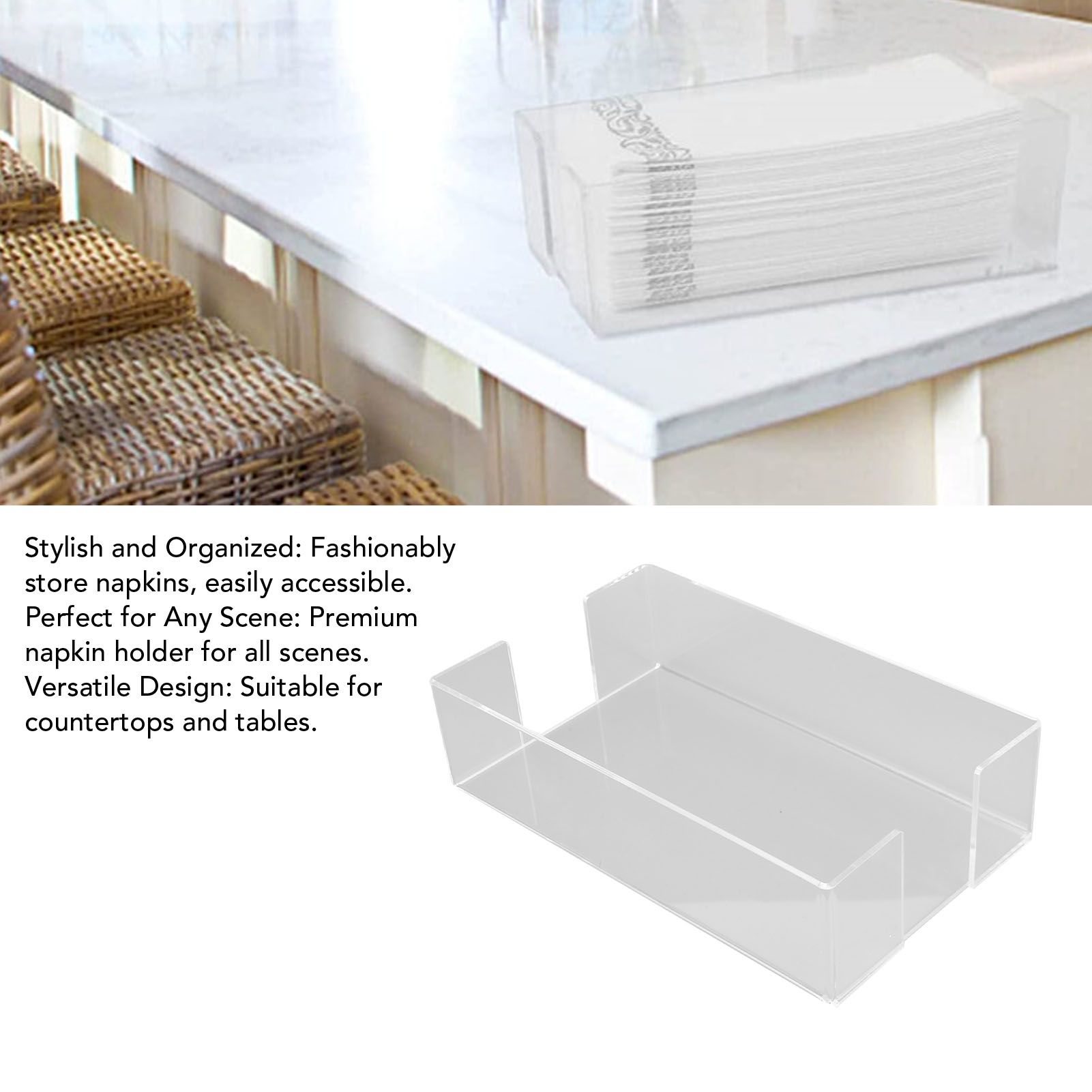Napkin Tray Storage Holder Transparent Acrylic Modern 9.5x5.5x2.5in Large view 15