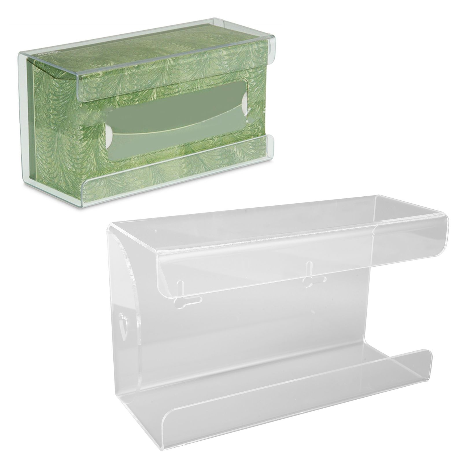 Glove Box Holder Dispenser Wall Mounted Tissue Holder Clear with Adhesive view 11