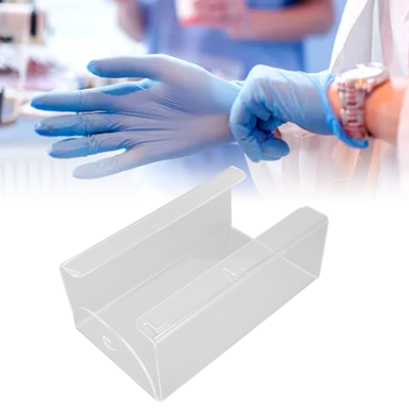 Glove Box Holder Dispenser Wall Mounted Tissue Holder Clear with Adhesive view 12