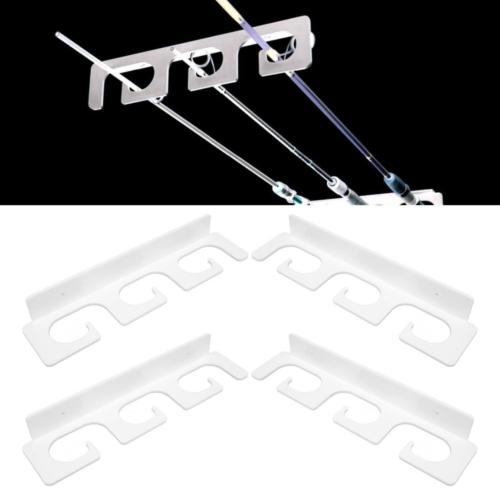 4Pcs Fishing Rod Holder Rugged Space Saving Stylish Holding 6 Rods Wall view 12
