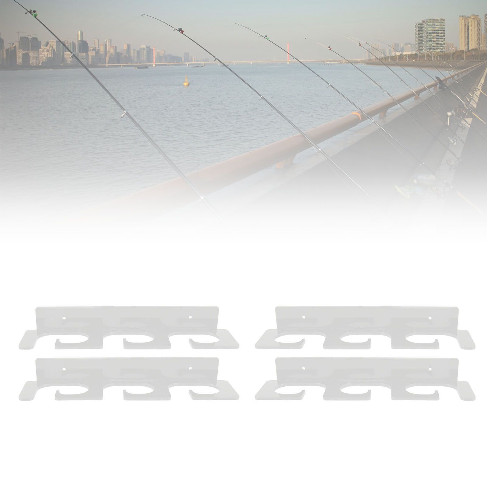 4Pcs Fishing Rod Holder Rugged Space Saving Stylish Holding 6 Rods Wall view 11