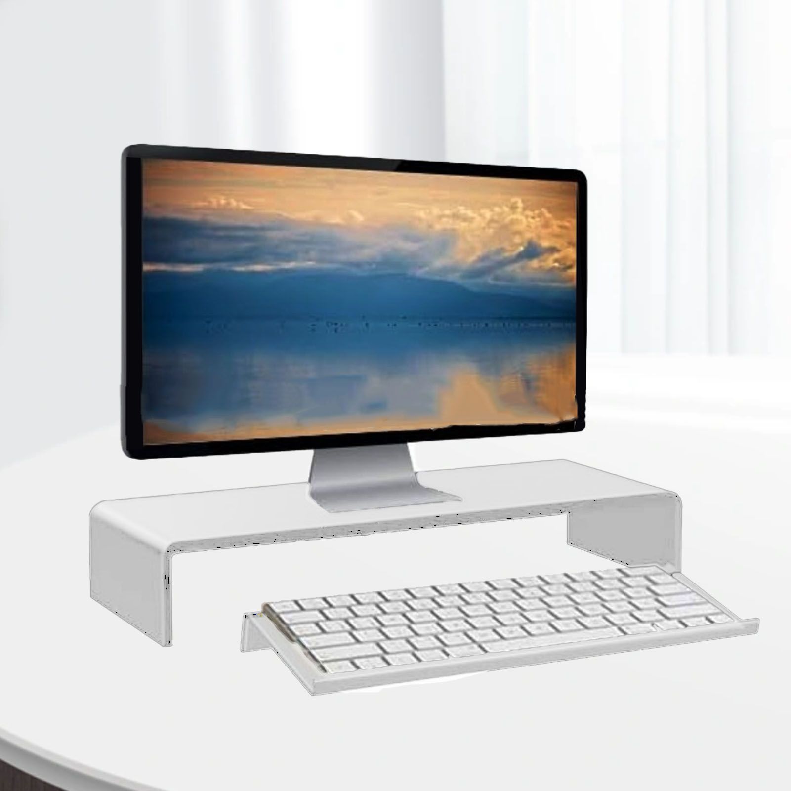 Acrylic Tilted Computer Keyboard Holder Low Front Lip Polished Finish Keyboard view 11