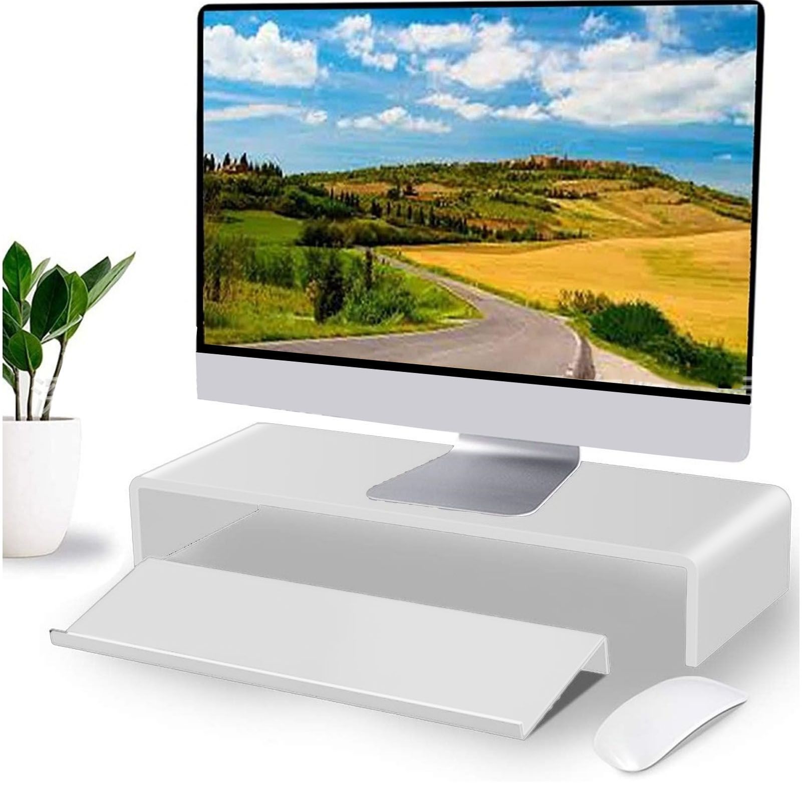 Acrylic Tilted Computer Keyboard Holder Low Front Lip Polished Finish Keyboard view 12