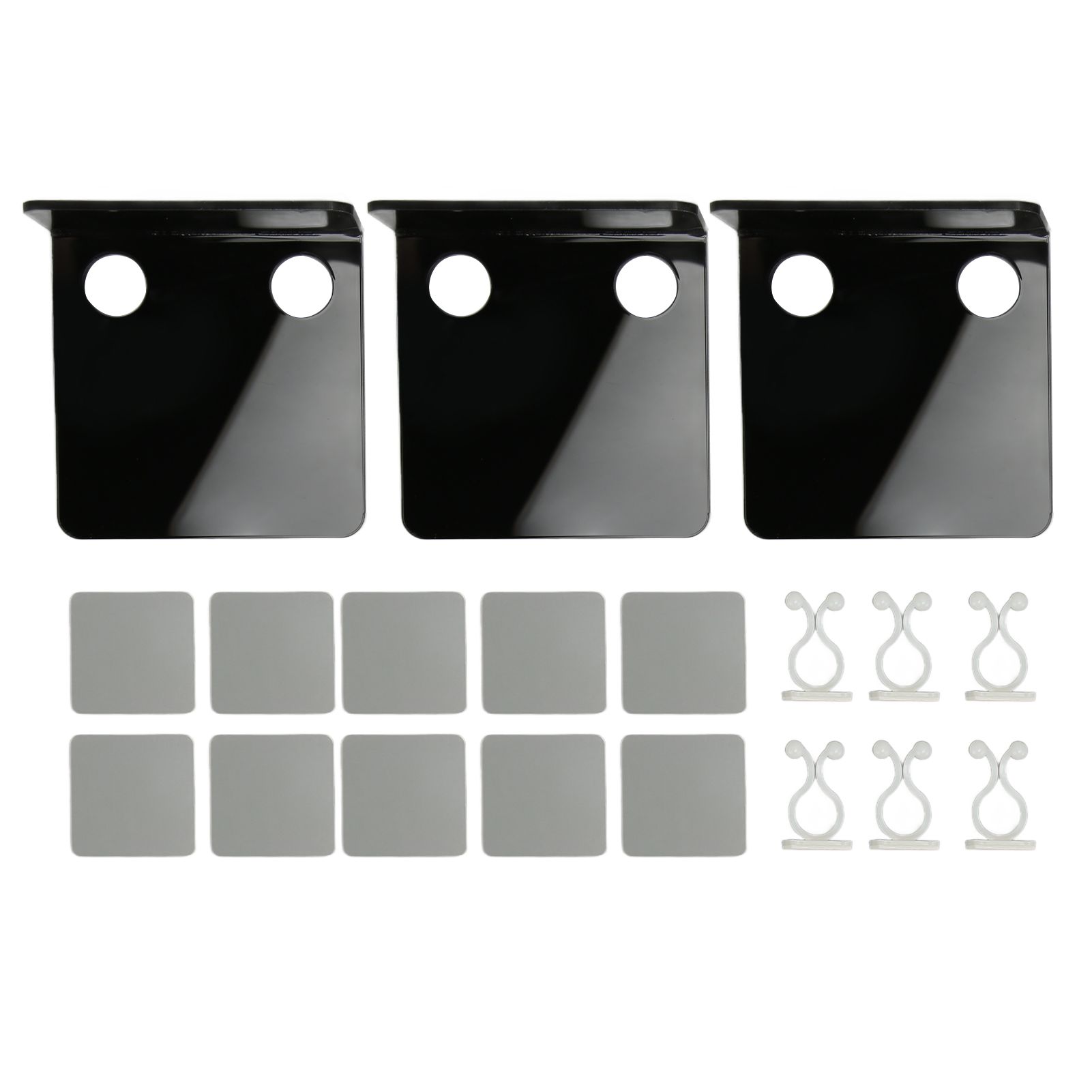 3 PCS Small Security Cameras Wall Shelf with 6 Cable Clips 10PCS Tapes Acrylic