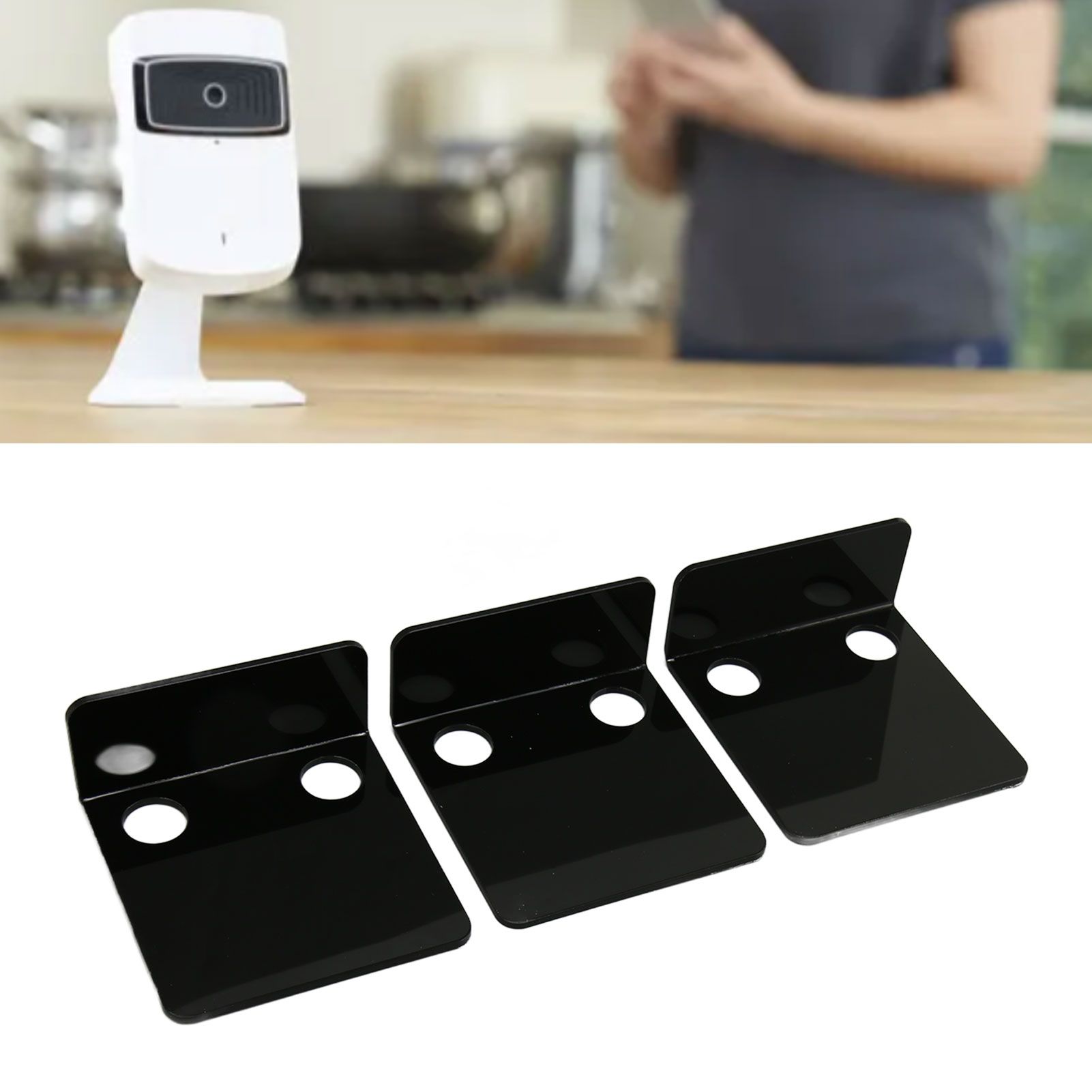 3 PCS Small Security Cameras Wall Shelf with 6 Cable Clips 10PCS Tapes Acrylic view 12