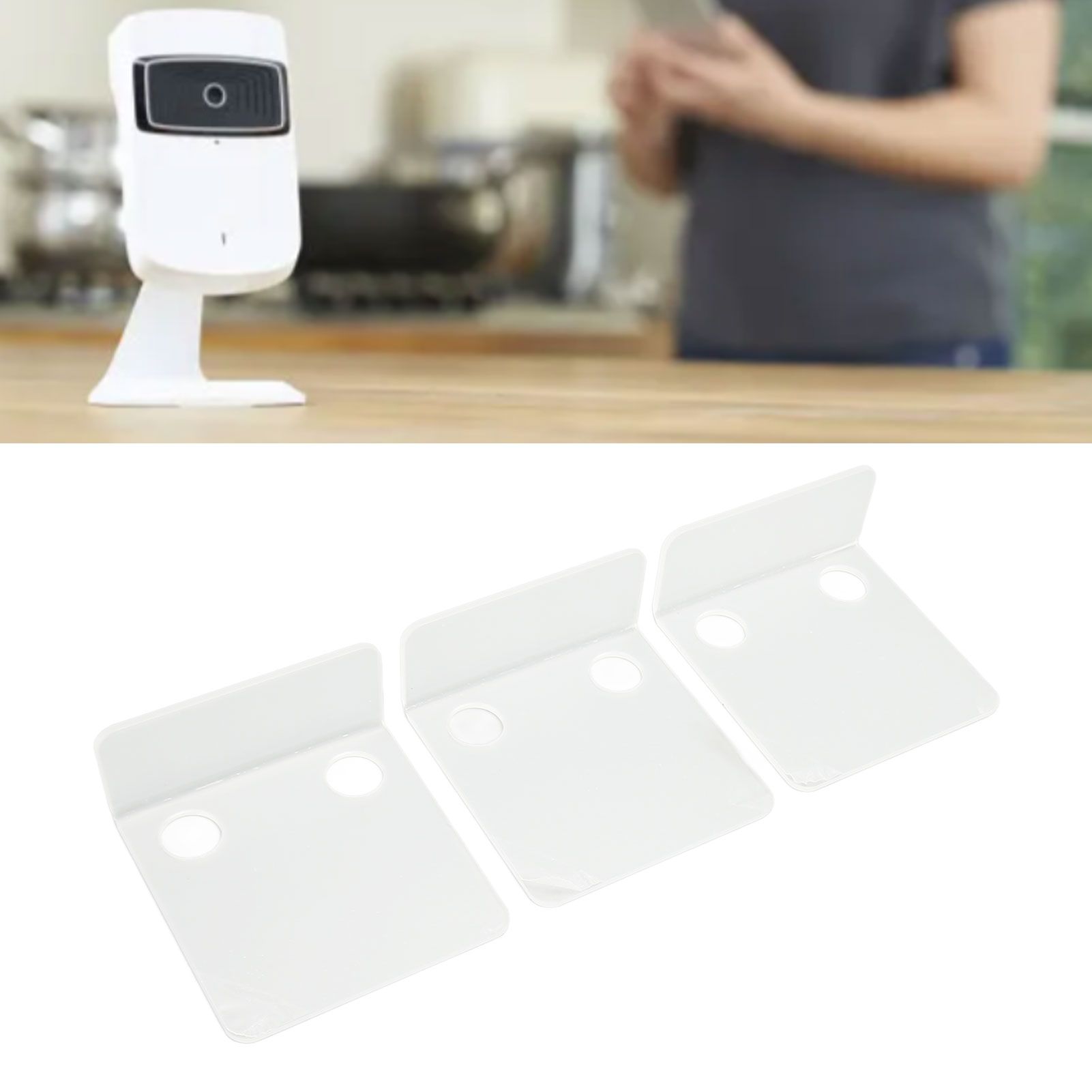 3 PCS Small Security Cameras Wall Shelf with 6 Cable Clips 10PCS Tapes Acrylic view 11