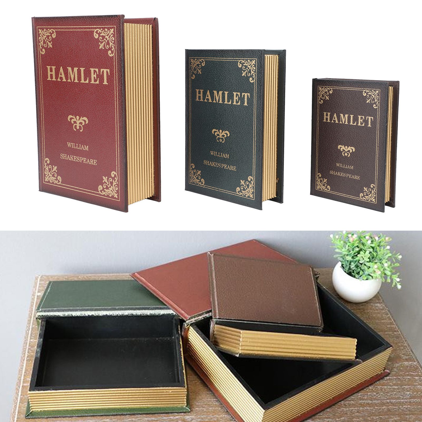Decorative Vintage Book Shaped Trinket Storage Box Decorative Book Boxes for view 11