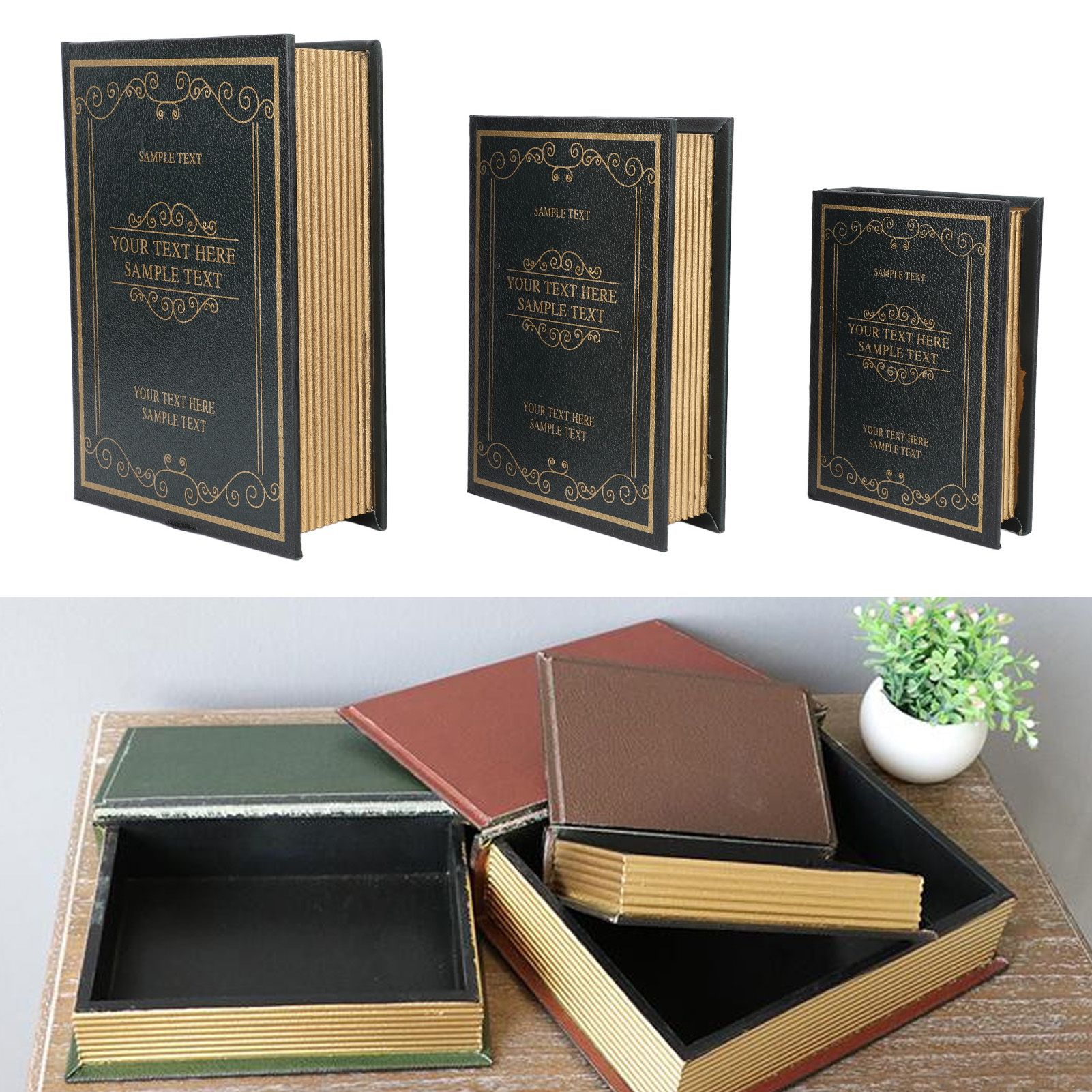 Decorative Vintage Book Shaped Trinket Storage Box Decorative Book Boxes for view 11