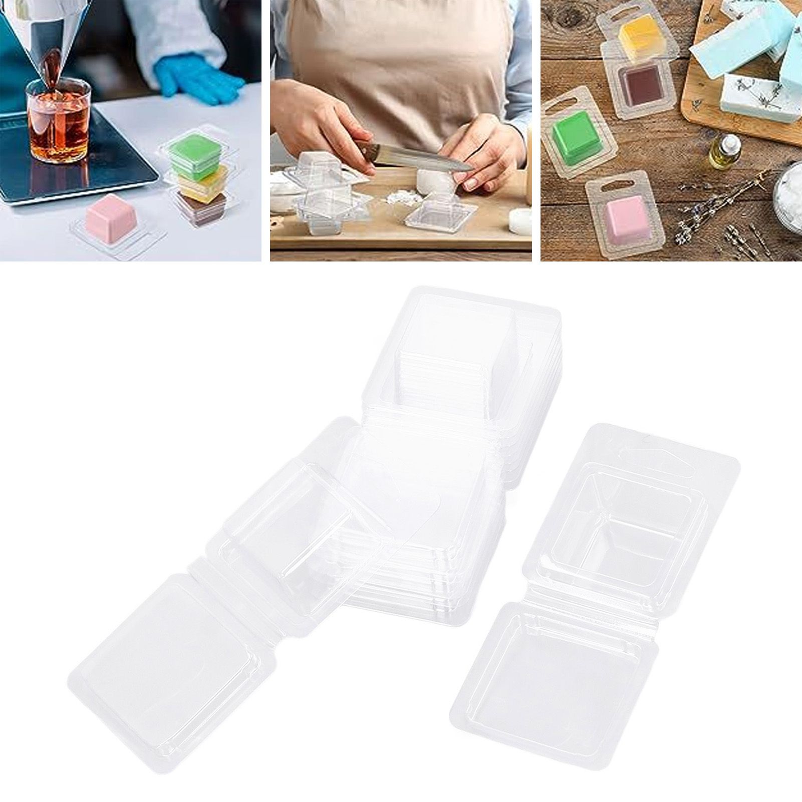 100PCS Wax Melt Molds Calmshell PET Separate Transparent Hanging Hole Empty view 12