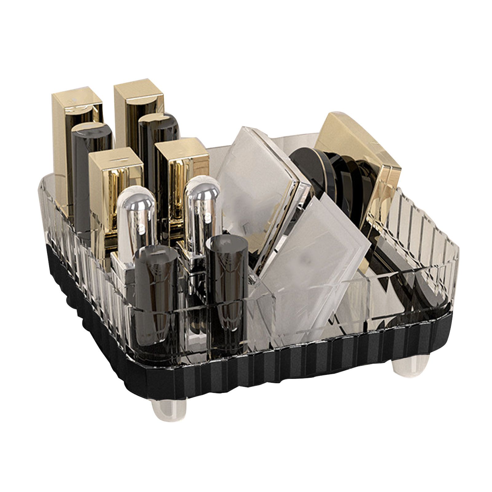 Makeup Organizer with Multiple Compartments Anti Slip Plastic Vanity Makeup view 3
