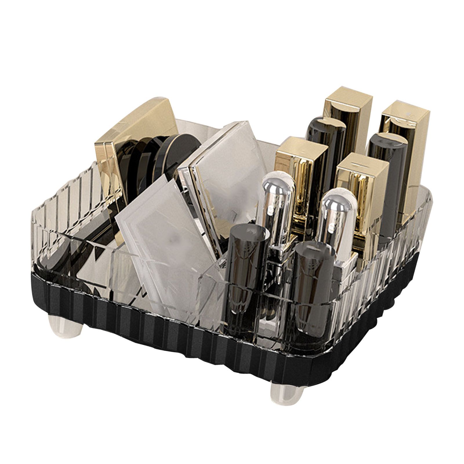 Makeup Organizer with Multiple Compartments Anti Slip Plastic Vanity Makeup view 4