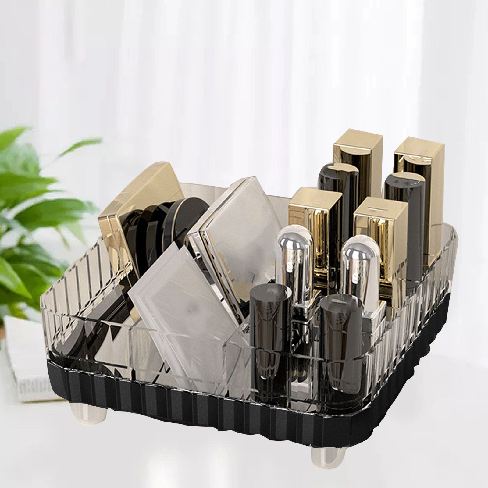 Makeup Organizer with Multiple Compartments Anti Slip Plastic Vanity Makeup view 5