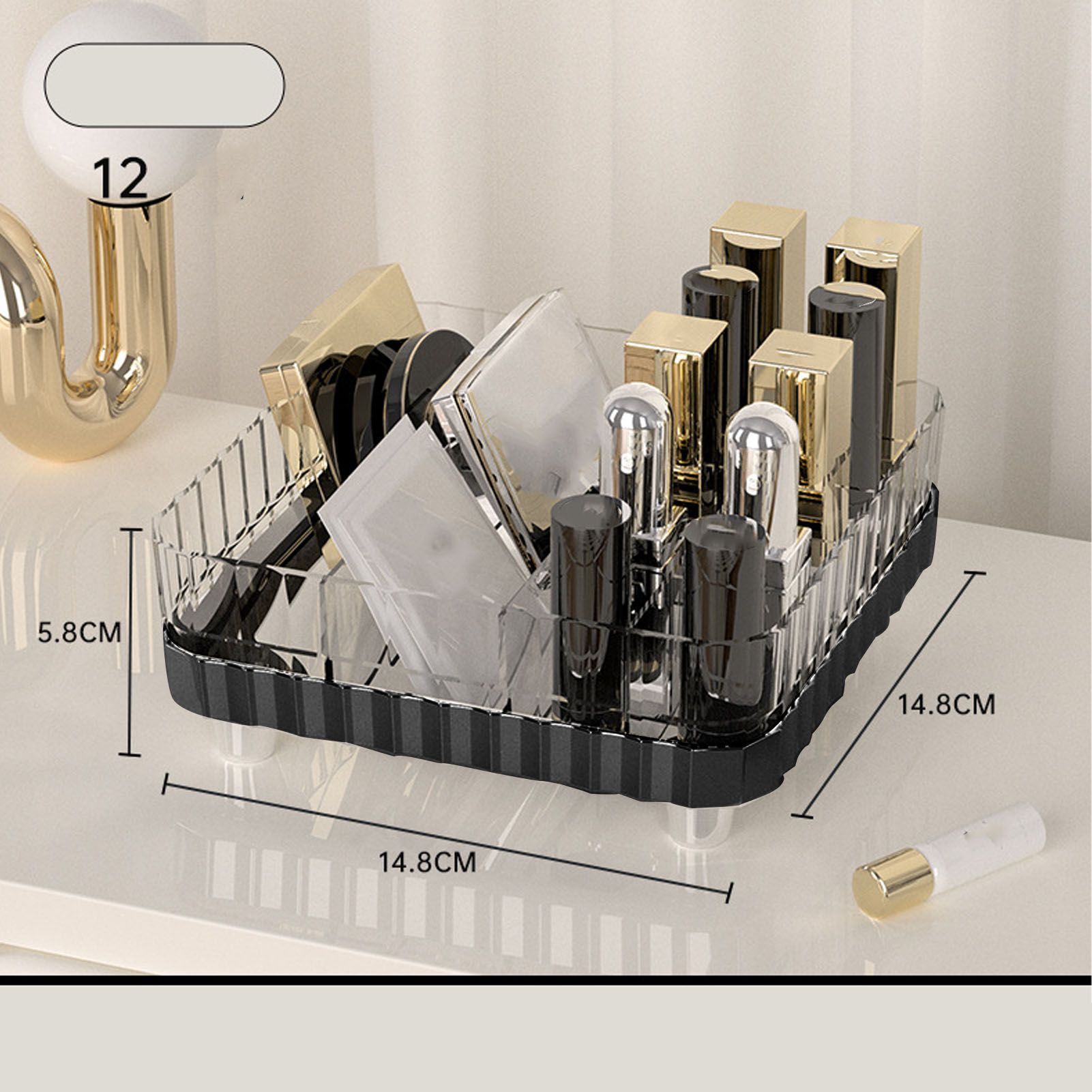 Makeup Organizer with Multiple Compartments Anti Slip Plastic Vanity Makeup view 10