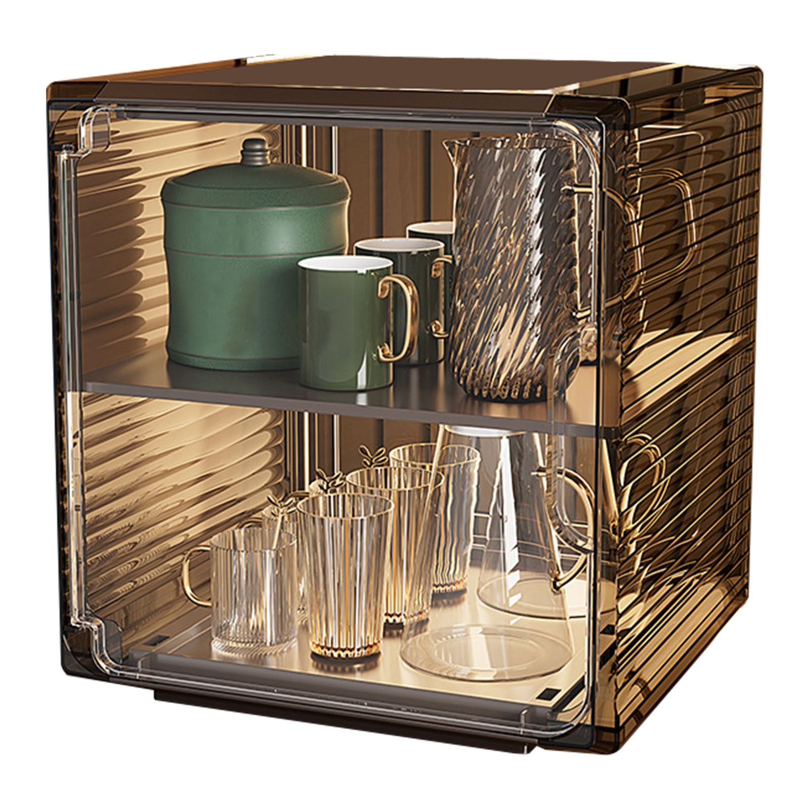 Cup Storage Rack Dustproof Stackable Plastic Clear Cup Organizer Box for