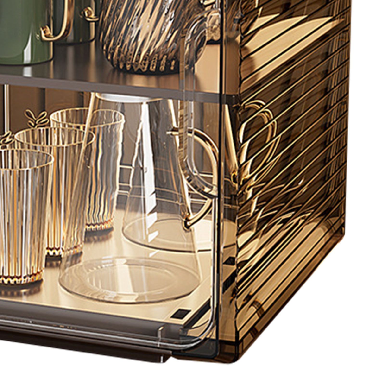 Cup Storage Rack Dustproof Stackable Plastic Clear Cup Organizer Box for view 9