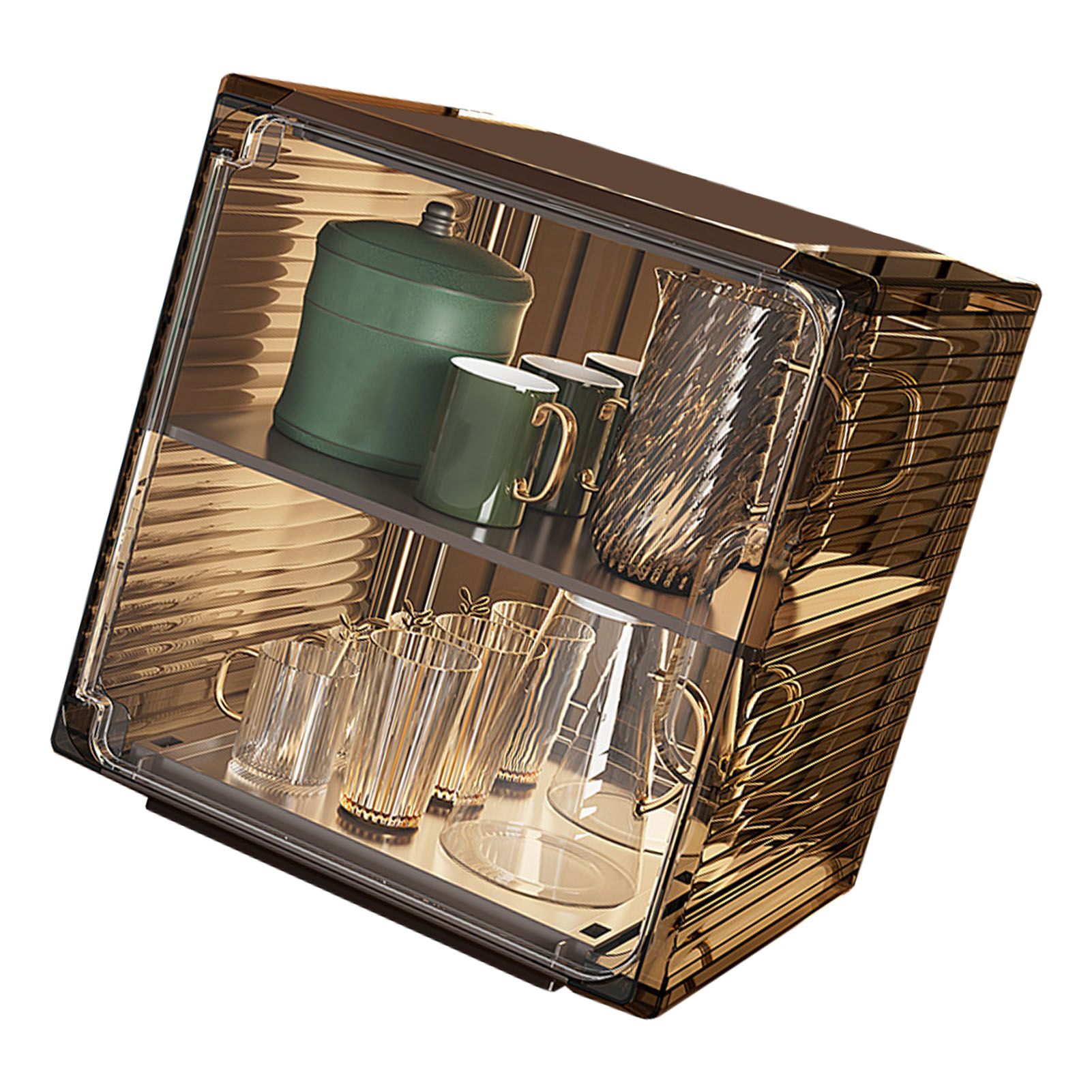 Cup Storage Rack Dustproof Stackable Plastic Clear Cup Organizer Box for view 11