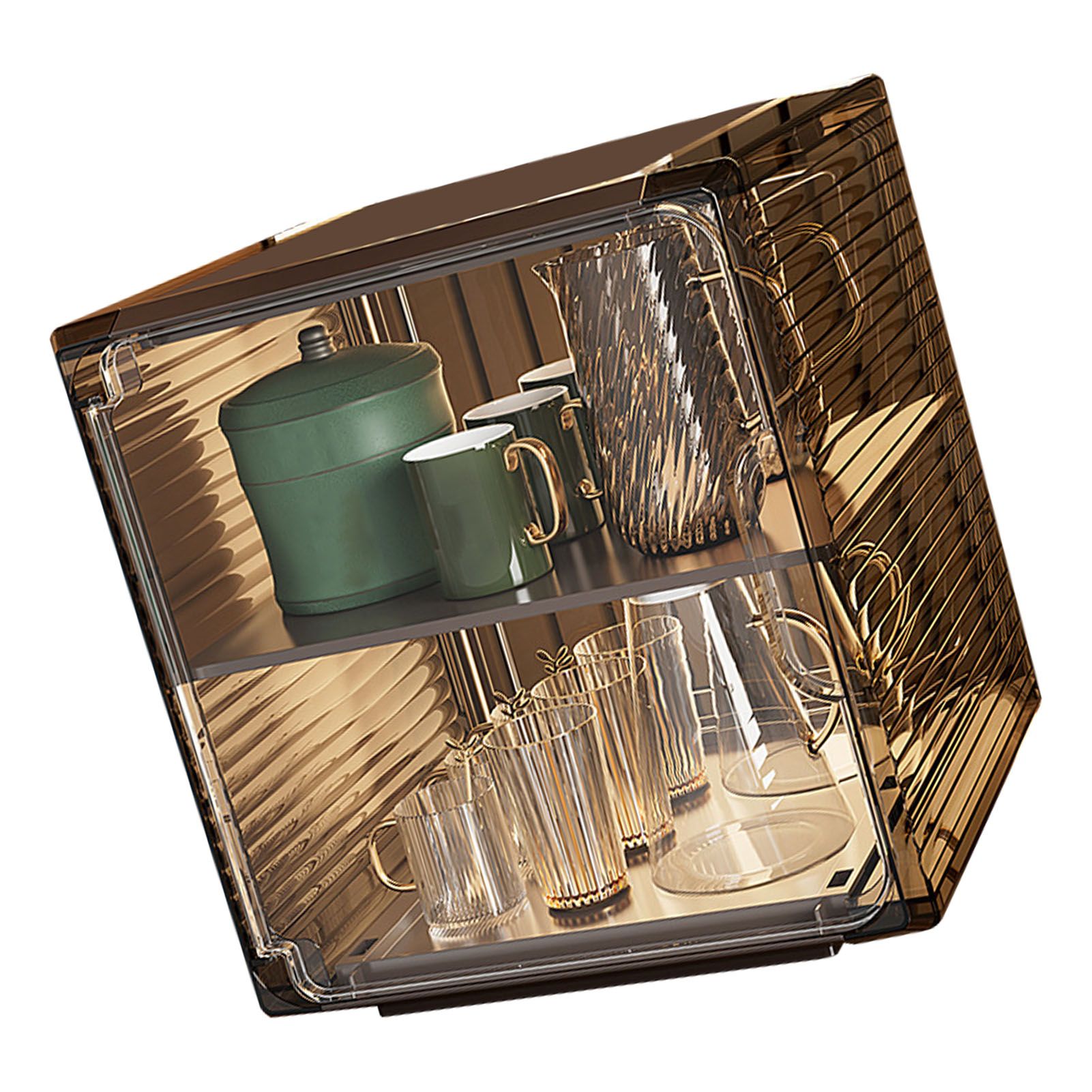 Cup Storage Rack Dustproof Stackable Plastic Clear Cup Organizer Box for view 12
