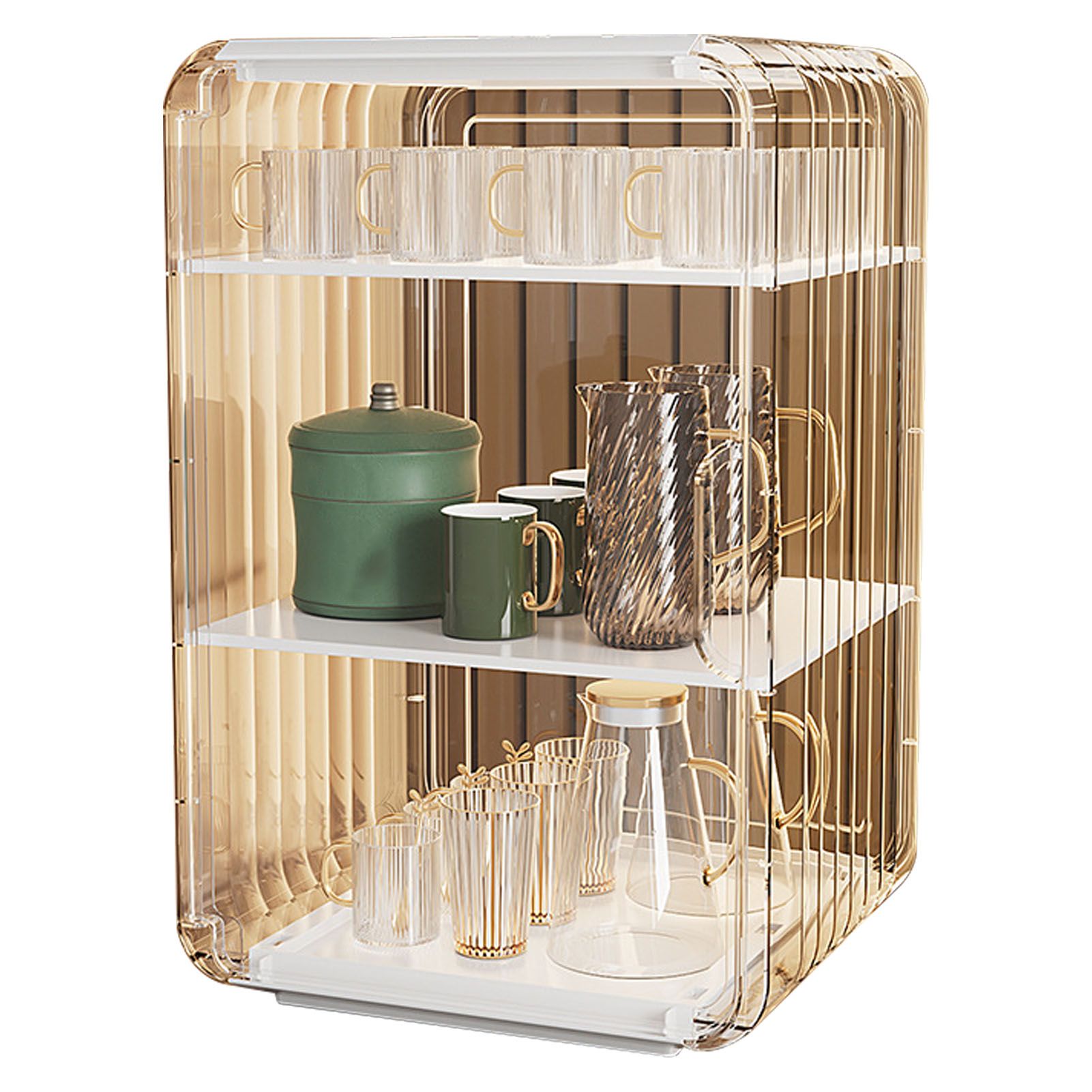 Cup Storage Rack Dustproof Stackable Plastic Clear Cup Organizer Box for
