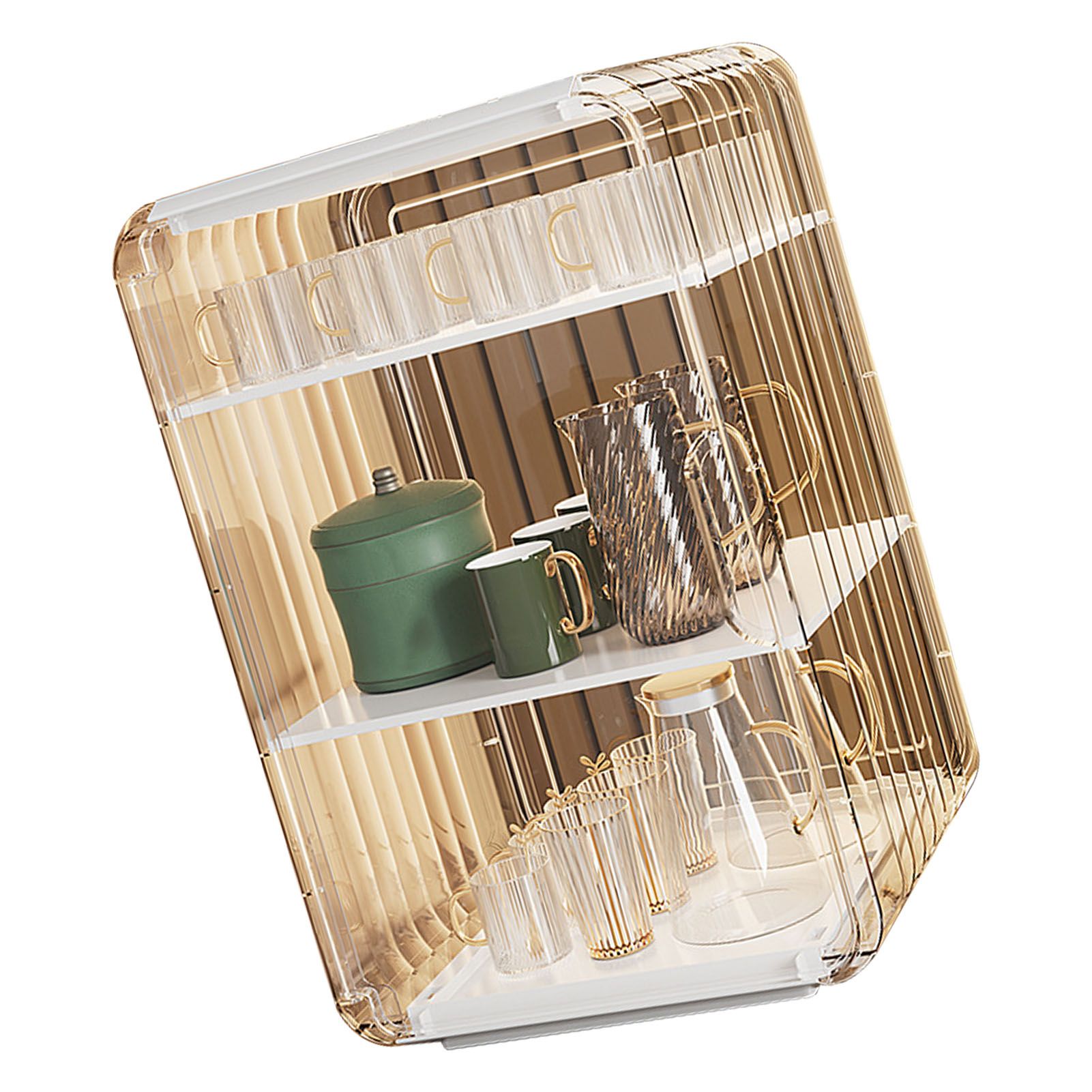 Cup Storage Rack Dustproof Stackable Plastic Clear Cup Organizer Box for view 11
