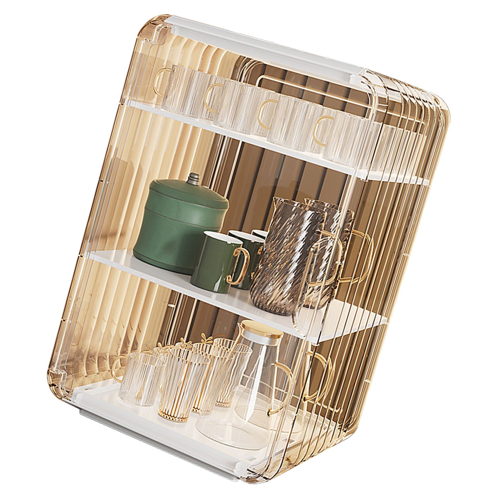 Cup Storage Rack Dustproof Stackable Plastic Clear Cup Organizer Box for view 12