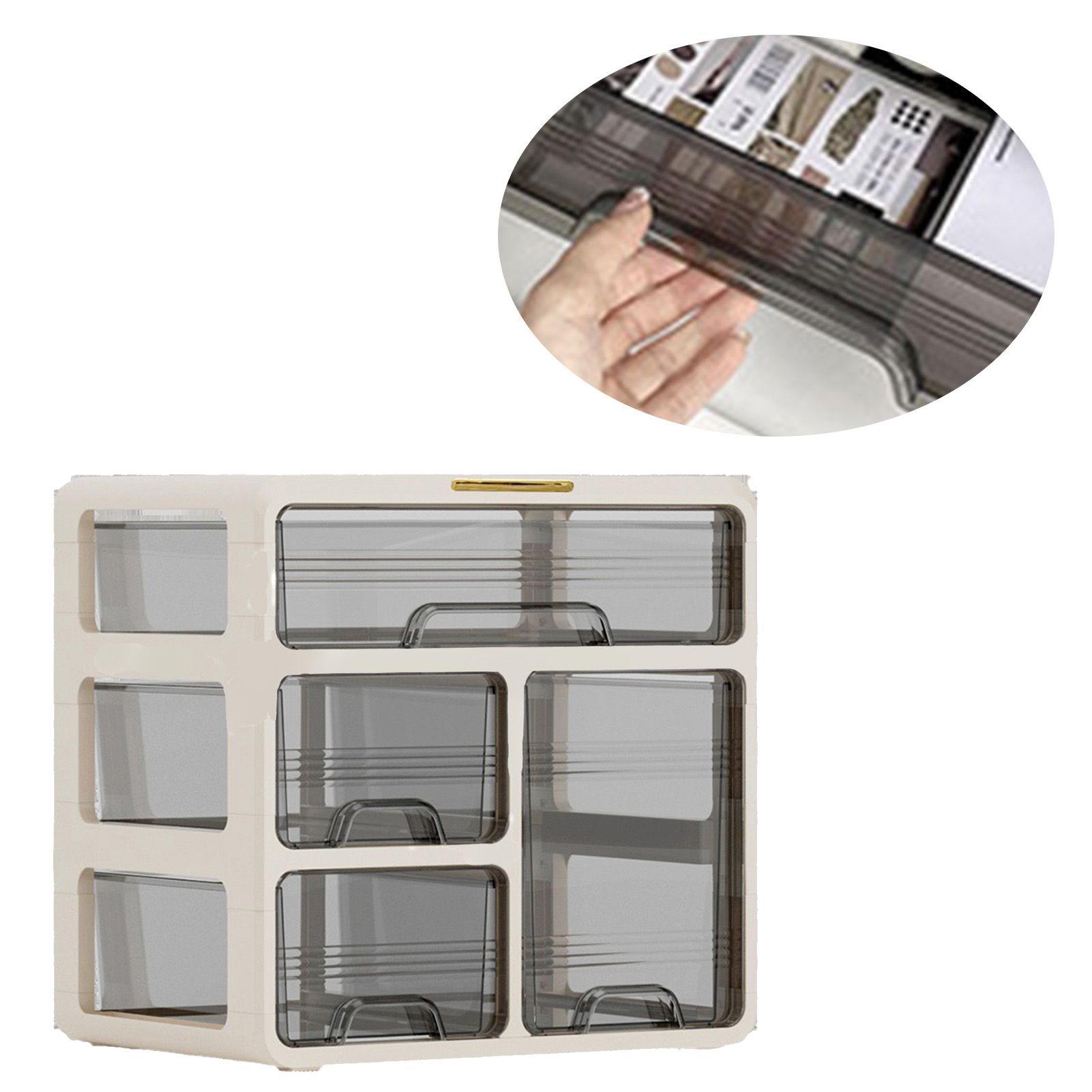 Desk Organizer with Drawer Plastic Desk Storage Box Desktop Organization for view 4