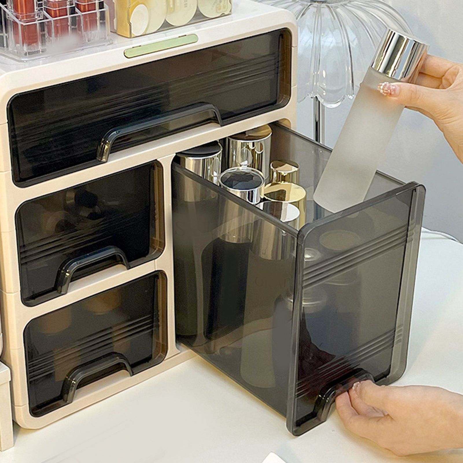 Desk Organizer with Drawer Plastic Desk Storage Box Desktop Organization for view 9