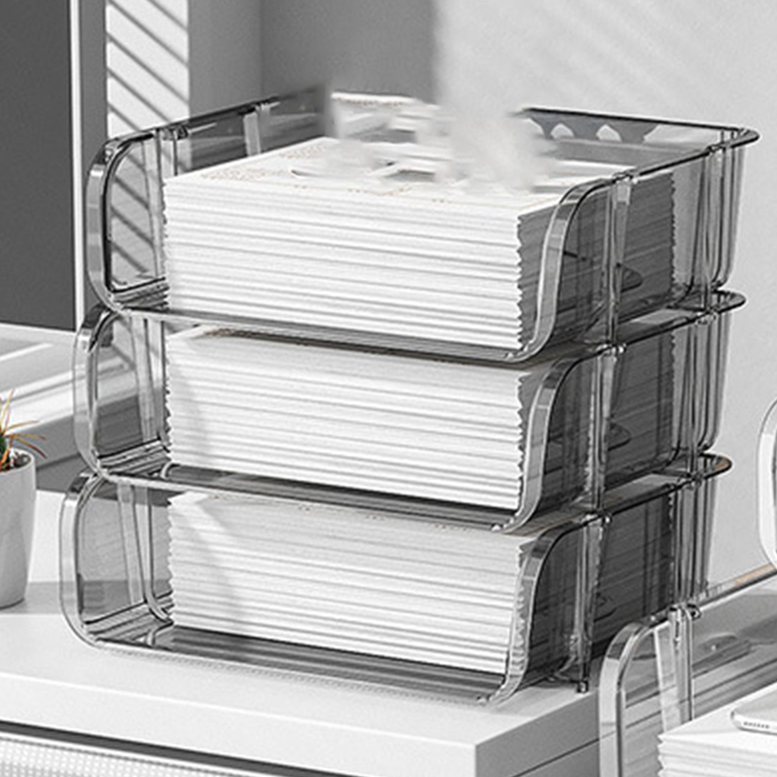 Transparent Desktop Stationery Organizer Stackable Stationery Files Storage view 10