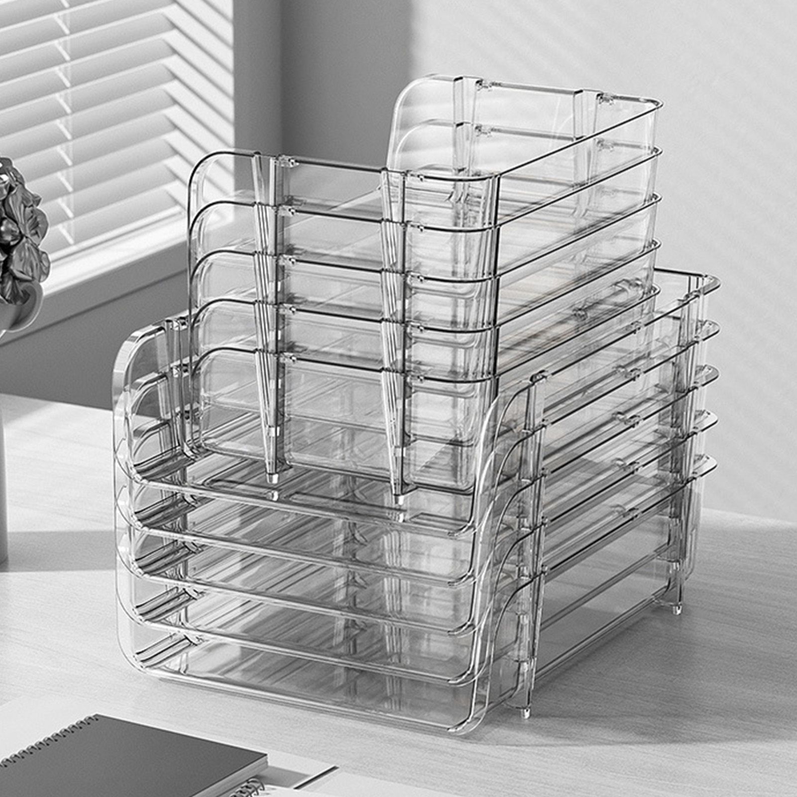 Transparent Desktop Stationery Organizer Stackable Stationery Files Storage view 12