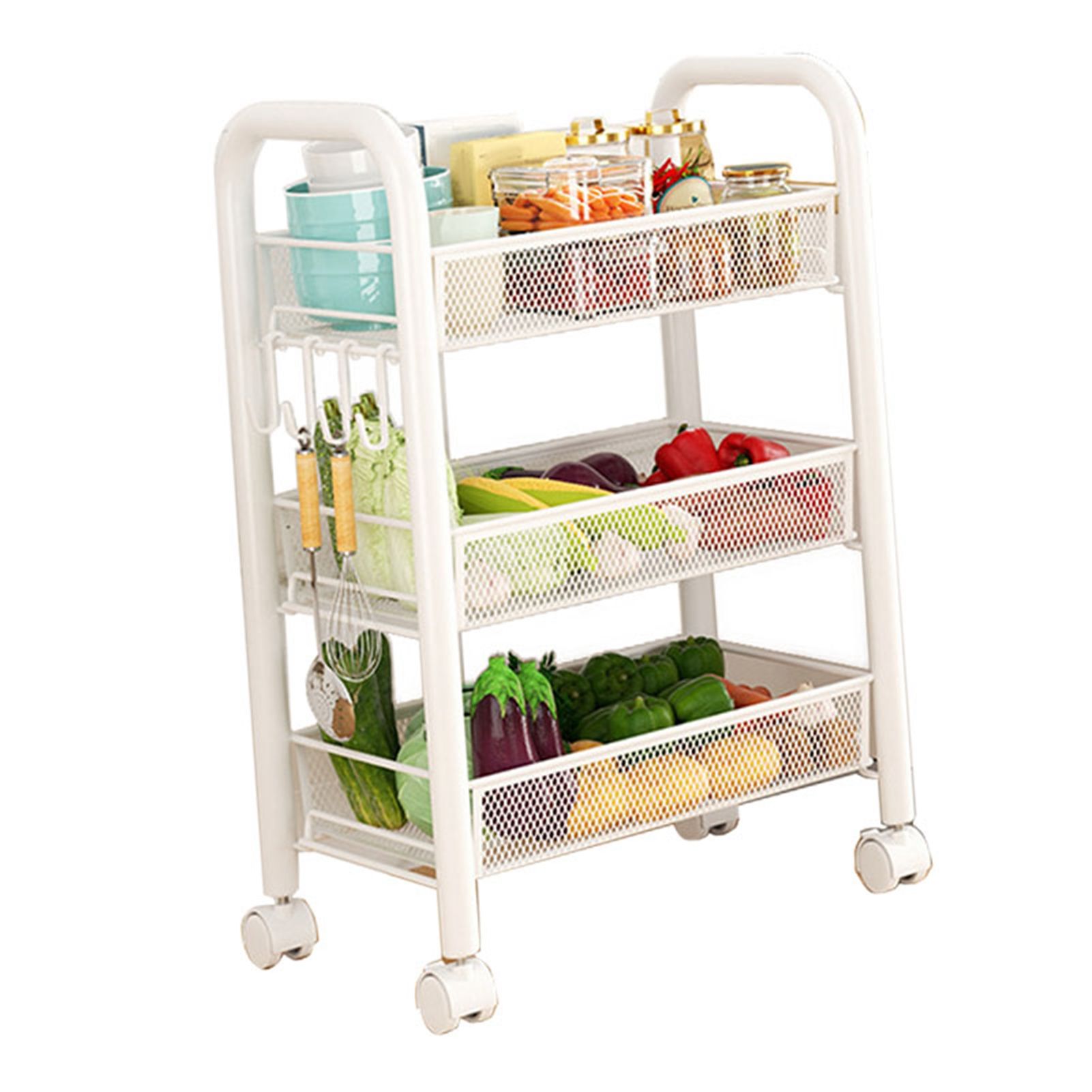 Rolling Storage Cart Layered Storage Shelves Multi Functional Movable Snack view 3