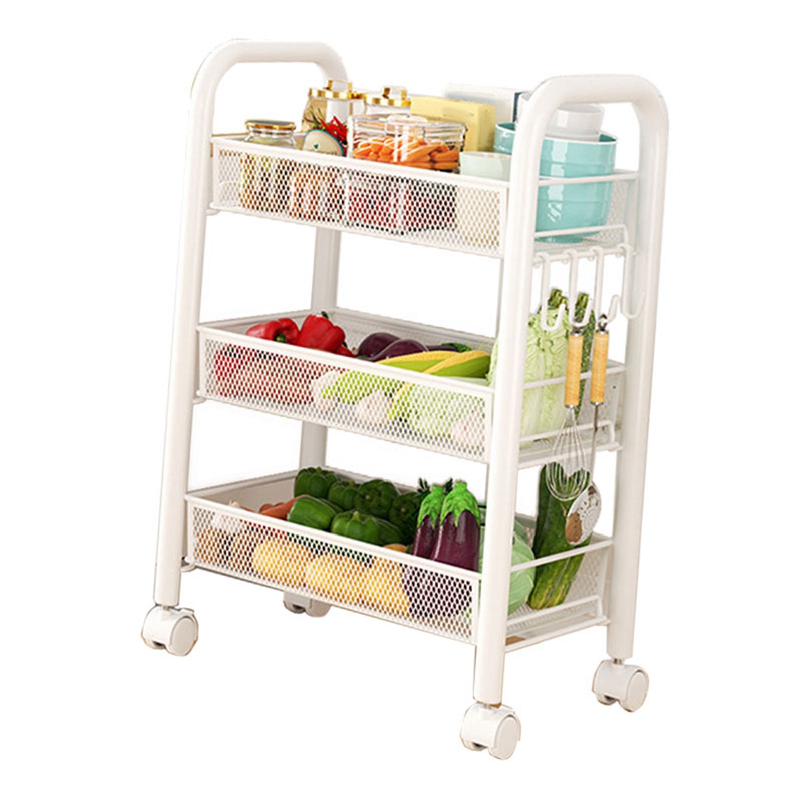 Rolling Storage Cart Layered Storage Shelves Multi Functional Movable Snack view 4