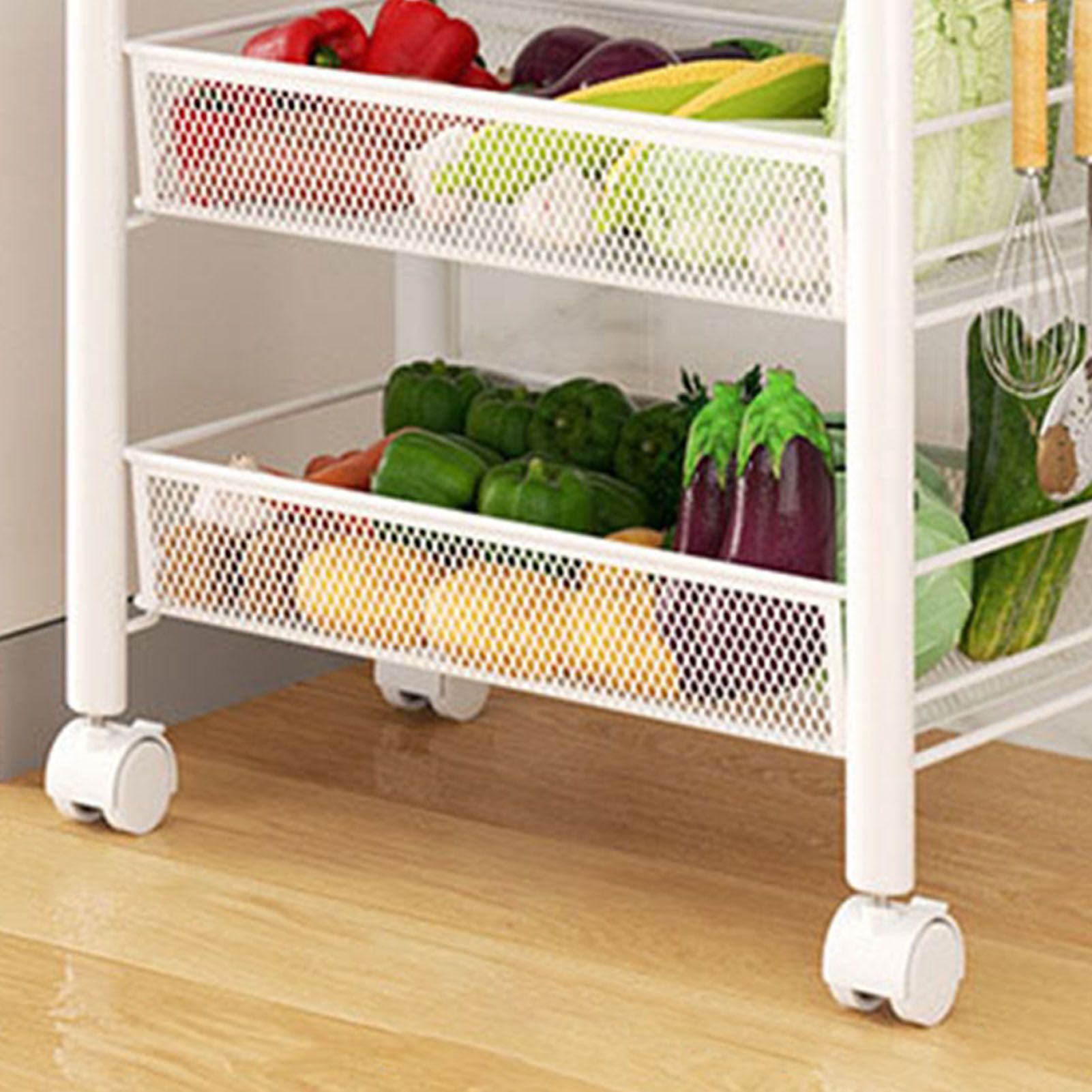 Rolling Storage Cart Layered Storage Shelves Multi Functional Movable Snack view 9